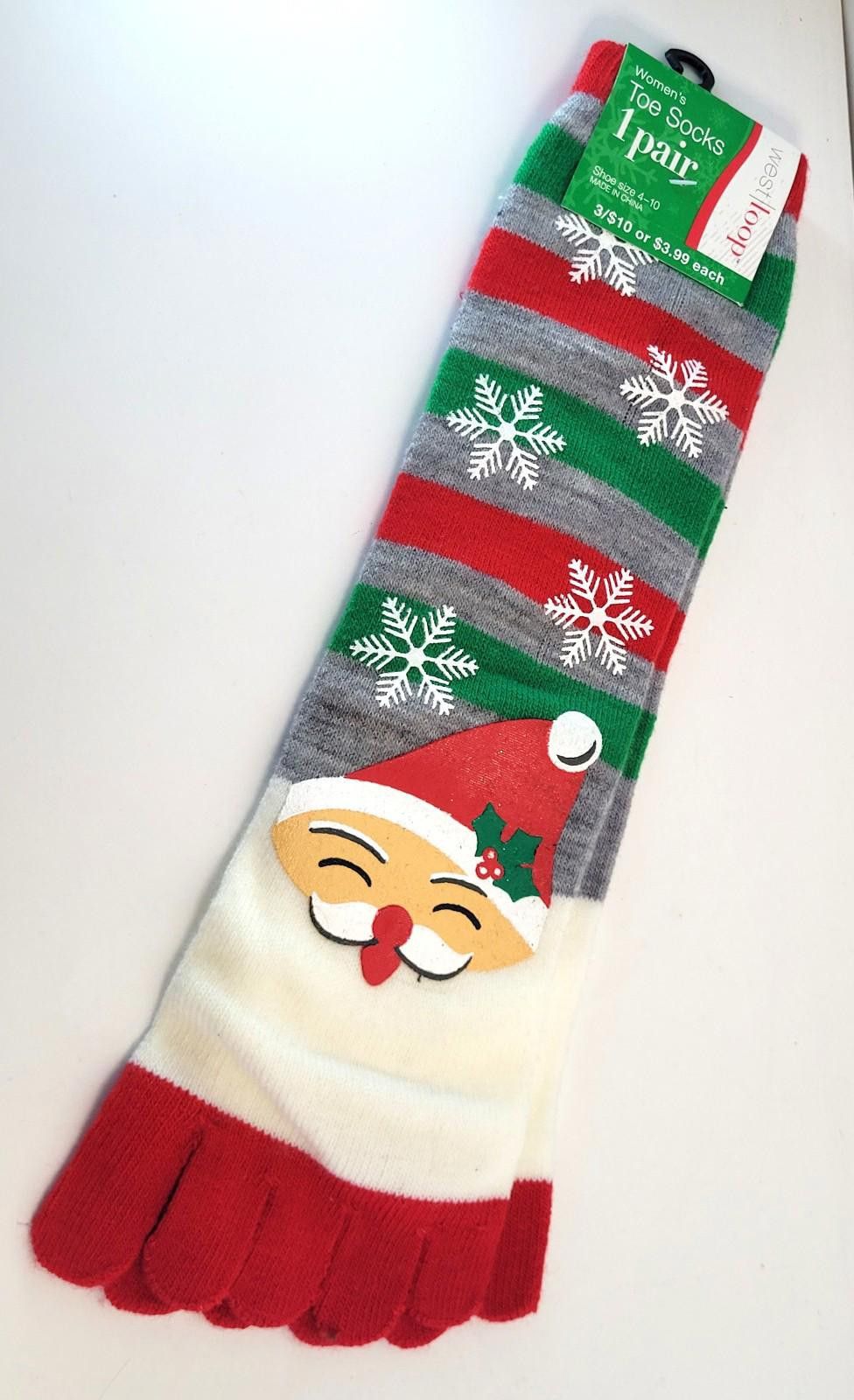 Other West Loop Women’s Santa & Snowflakes Toe Socks Shoe Sz 4–10 Size ONE SIZE - 1 Thumbnail