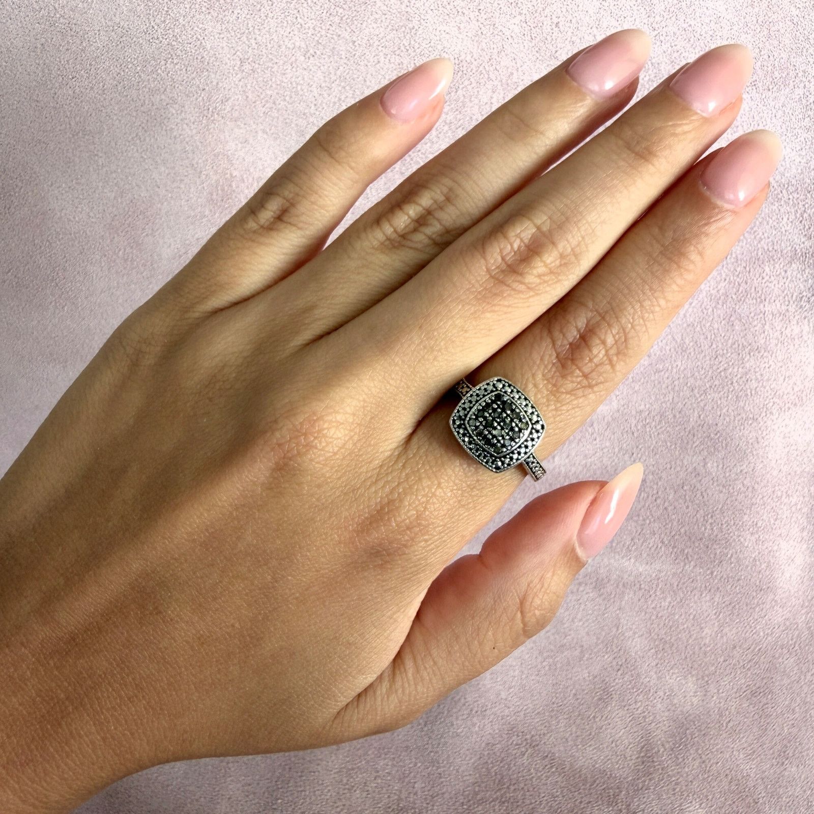 Sterling Silver sterling silver pave diamond ring size 8.25 Size ONE SIZE - 2 Thumbnail