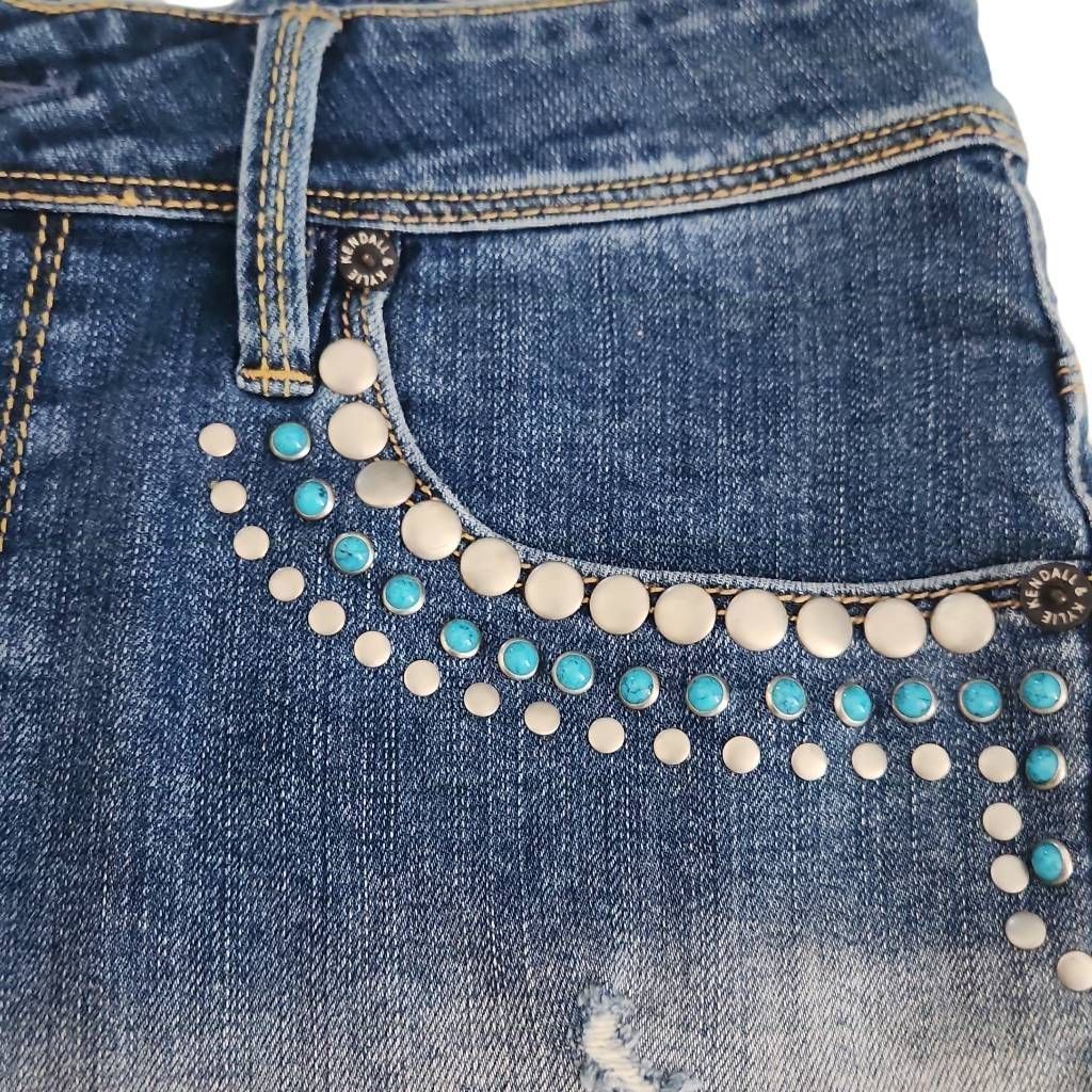Kendall And Kylie Kendall & Kylie Women's Size 9 Blue Silver Turquoise Studded Size 30" / US 8 / IT 44 - 2 Thumbnail