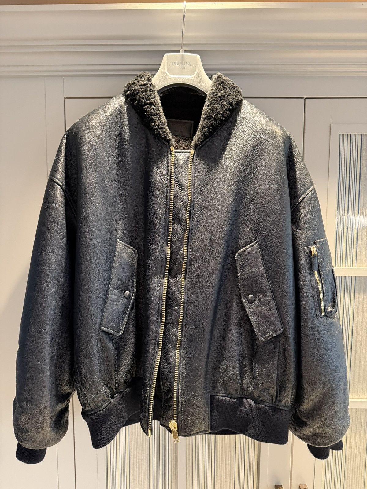 Prada Prada Mens Agnello Leather Bomber Jacket RRP £13.5k S/L Size US L / EU 52-54 / 3 - 12 Thumbnail