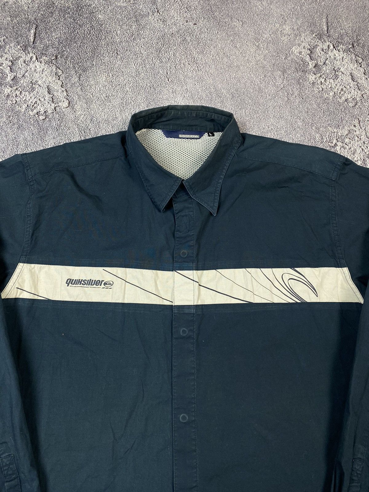 Quiksilver × Vintage Vintage 00s Quiksilver Navy Shirt Surf Style Retro Y2K Size US L / EU 52-54 / 3 - 3 Thumbnail