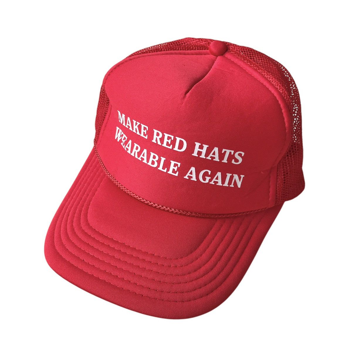 Vintage Make Red Hats Wearable Again Vintage Wording Trucker Cap Size ONE SIZE - 1 Thumbnail
