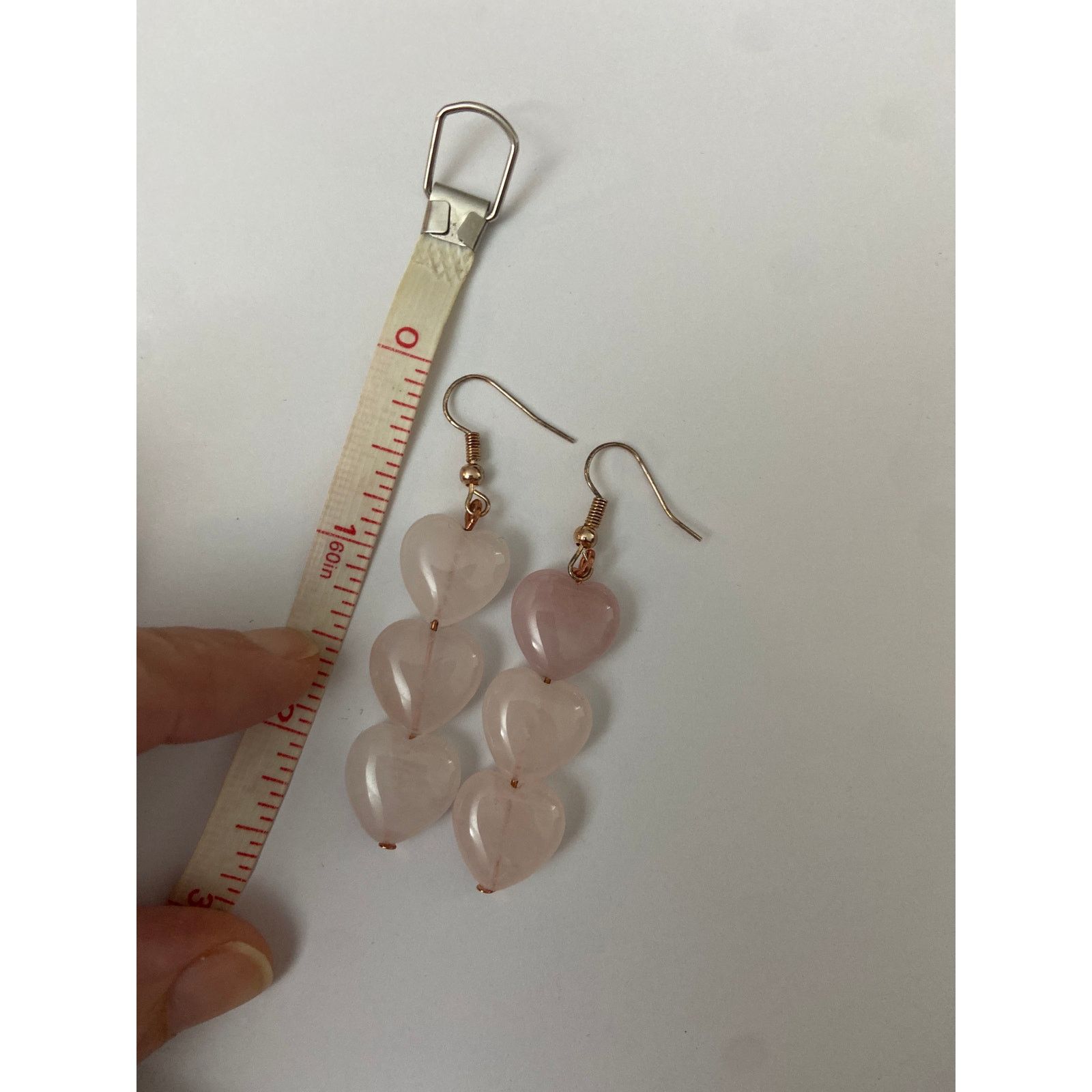 Handmade Rose quartz heart earrings Size ONE SIZE - 2 Thumbnail