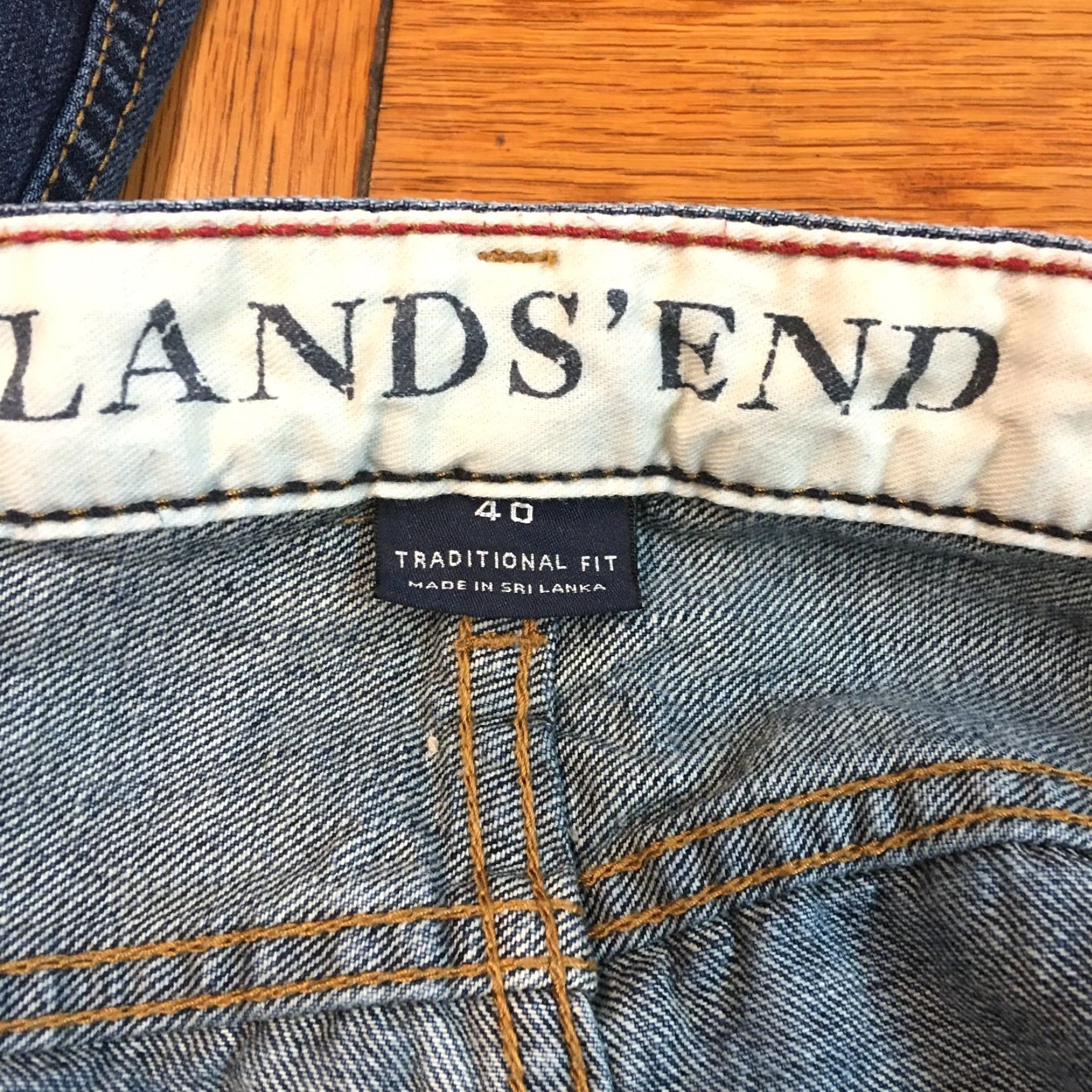 Lands' End LANDS' END Mens Jeans Main Point: Traditional Fit Low Rise Straight Blue Denim 40 Regular Inseam 30 Size US 40 / EU 56 - 6 Thumbnail