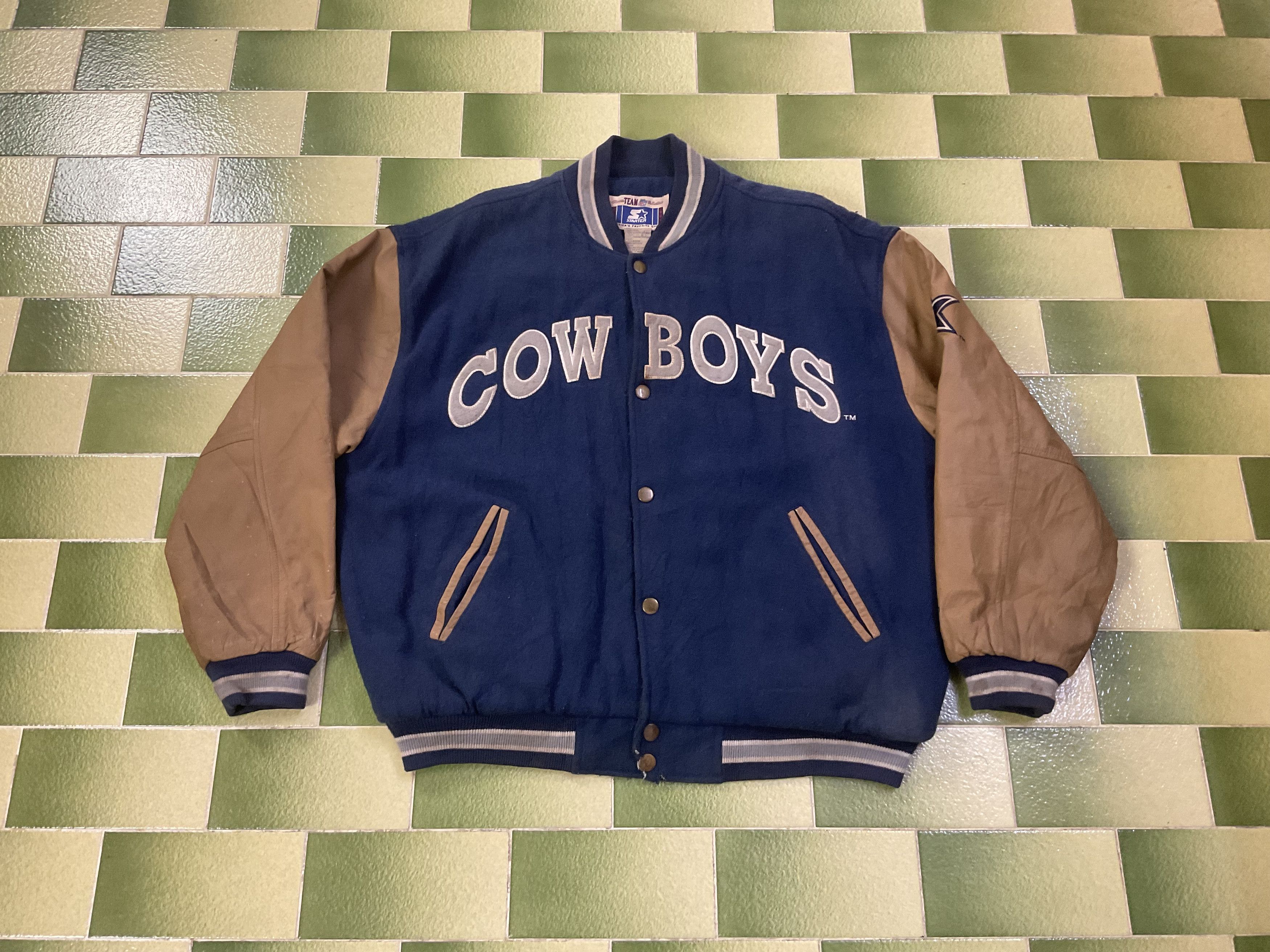 NFL Vintage Starter Dallas Cowboys Leather Wool Varsity Jacket Size US L / EU 52-54 / 3 - 1 Thumbnail