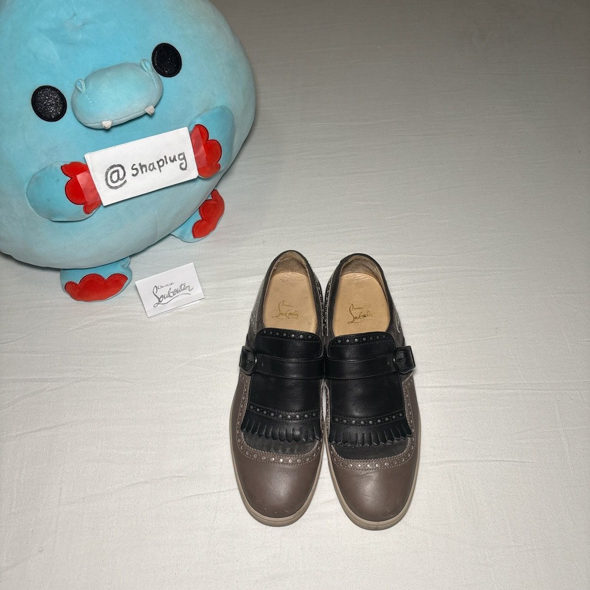 Christian Louboutin Christian Louboutin Kiltie Moc Sneakers Black Taupe Leather Size US 10 / EU 43 - 1 Thumbnail