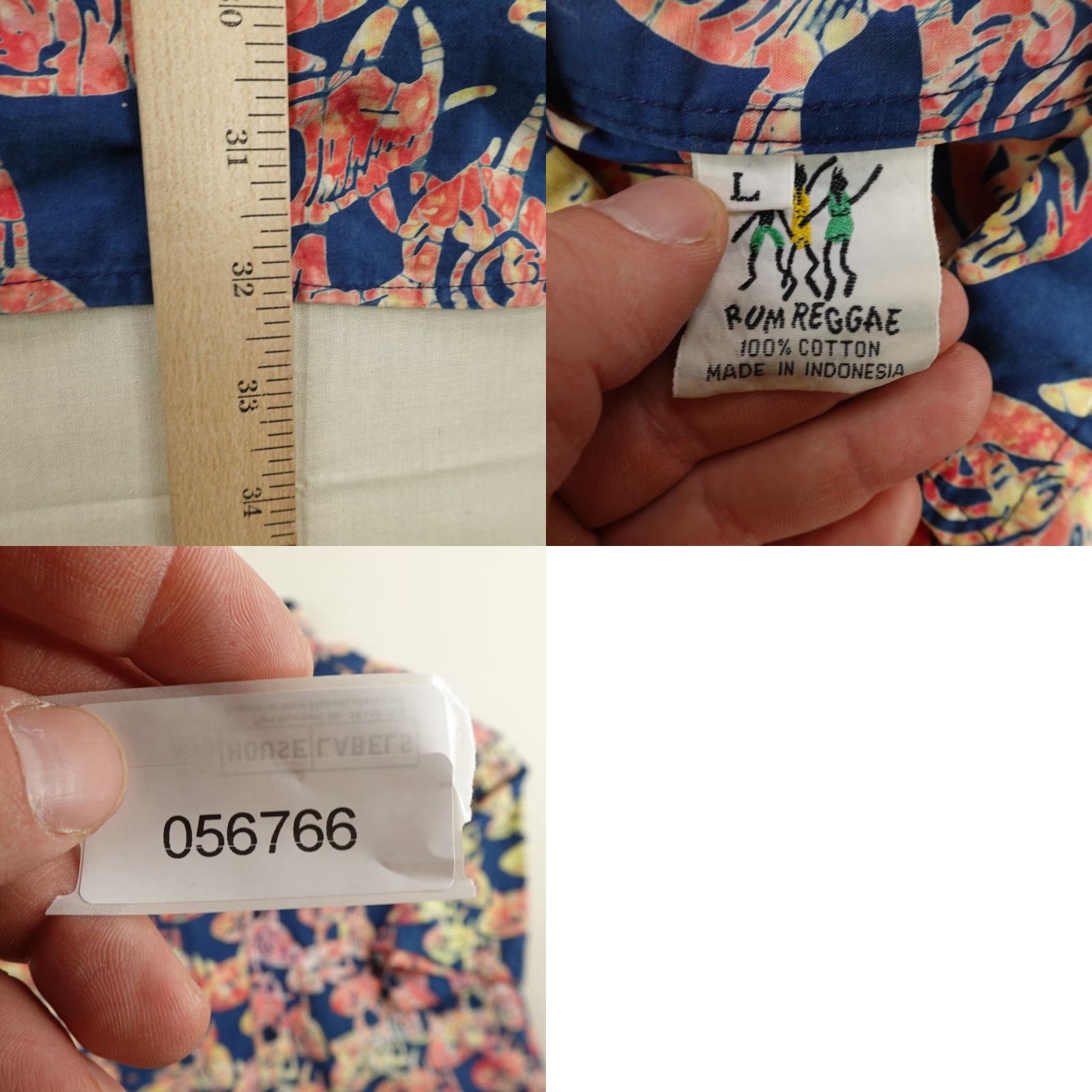 ALOHAS VINTAGE Rum Reggae Shirt Men L Blue Red Hawaiian Shark Print Aloha Button Up Size US L / EU 52-54 / 3 - 8 Thumbnail