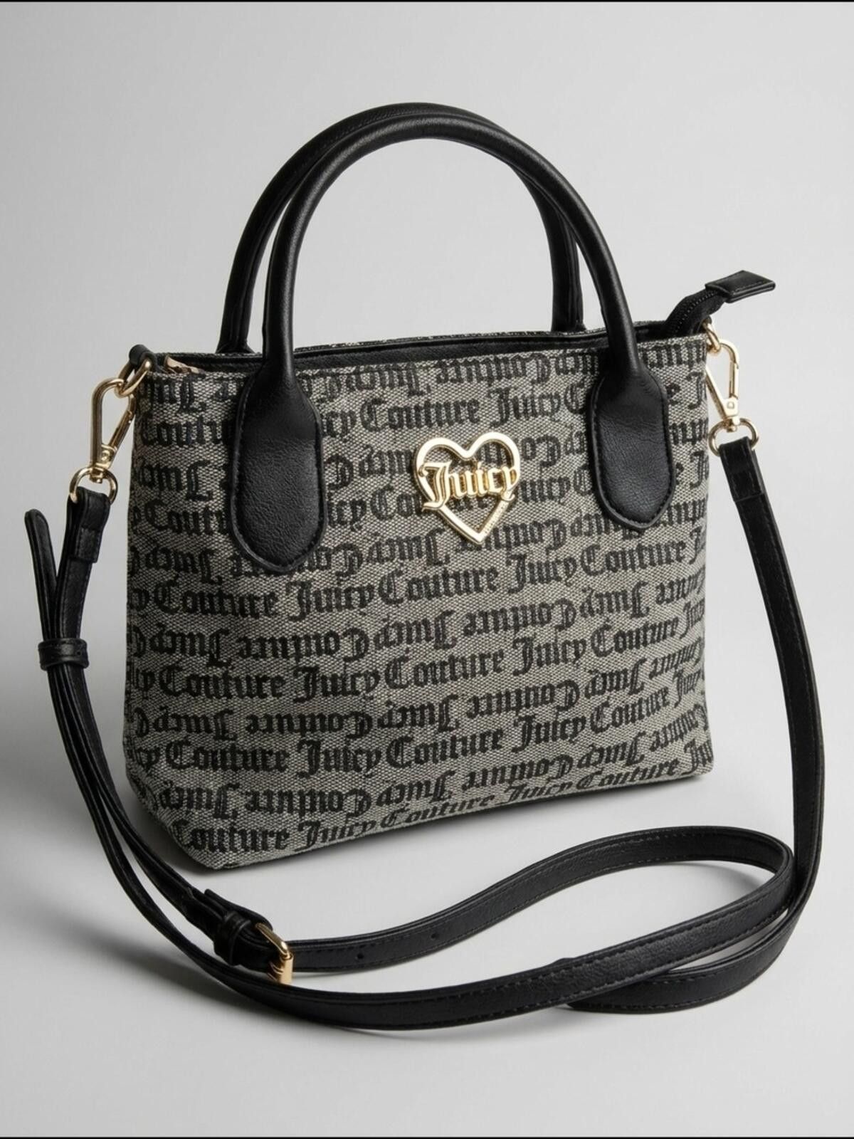 Juicy Couture Jeans Juicy Couture Black Logo Print Mini Satchel - Black/Gray Size ONE SIZE - 1 Thumbnail