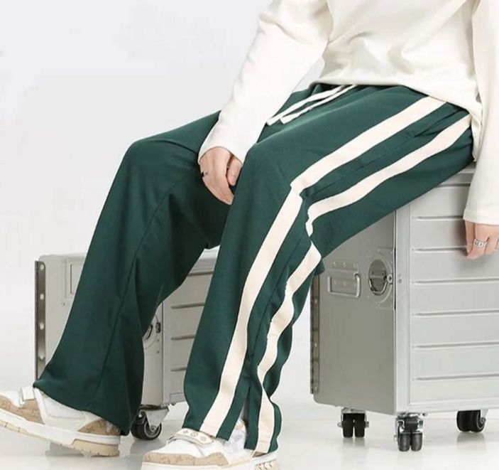 Japanese Brand Track Pants with Cream Side Stripes - Casual Streetwear Size US 32 / EU 48 - 3 Thumbnail