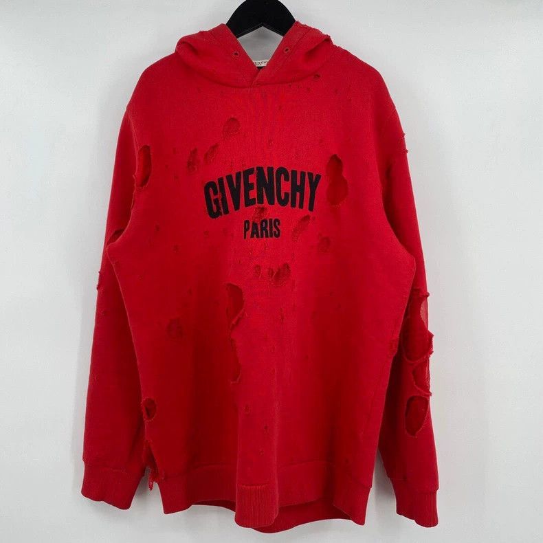 Givenchy Givenchy Red Big Destruction Hoodie Size US S / EU 44-46 / 1 - 1 Thumbnail