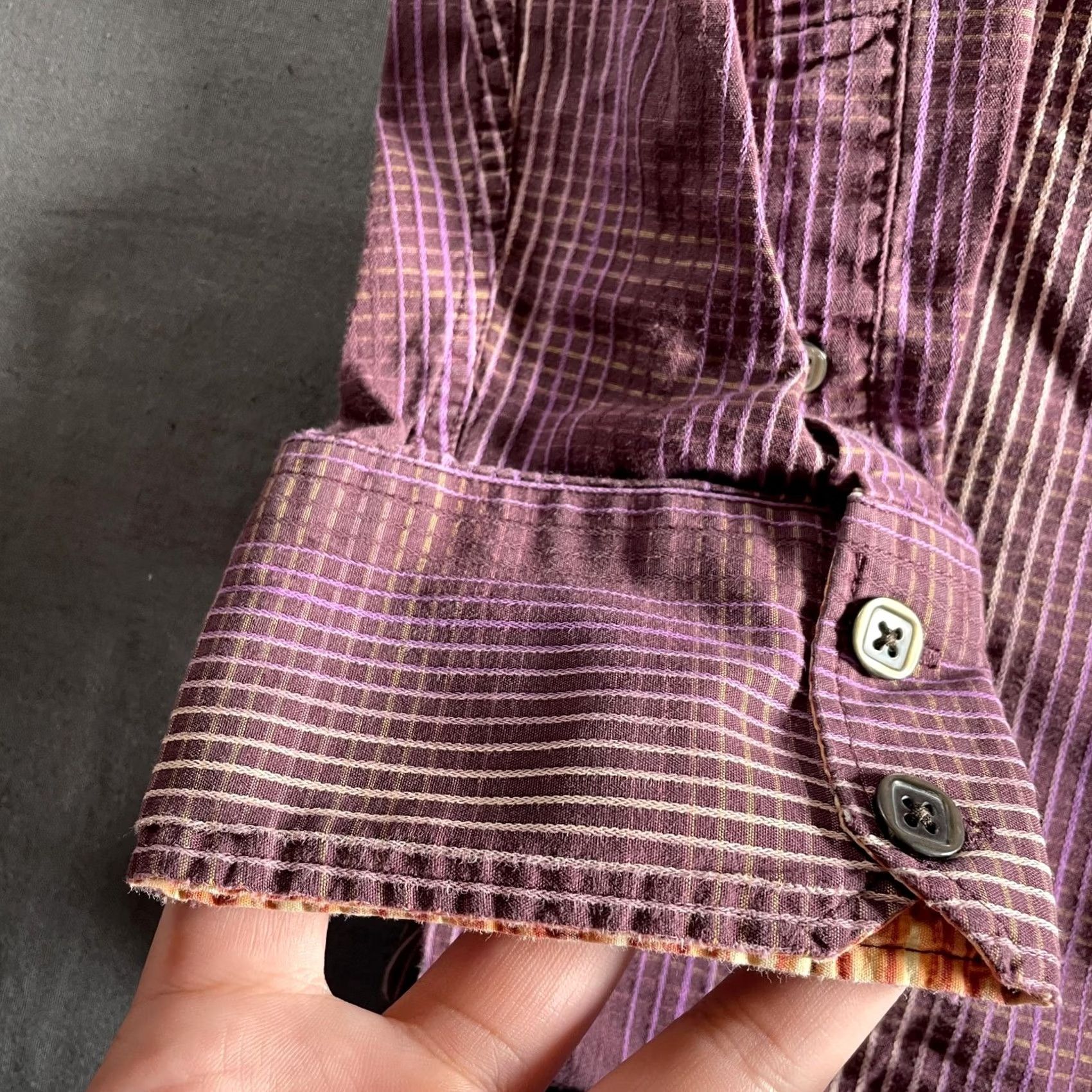 Vintage J. Garcia Shirt Mens XLT Purple Stripe Long Sleeve Button Front Cotton Casual Size US XL / EU 56 / 4 - 3 Thumbnail