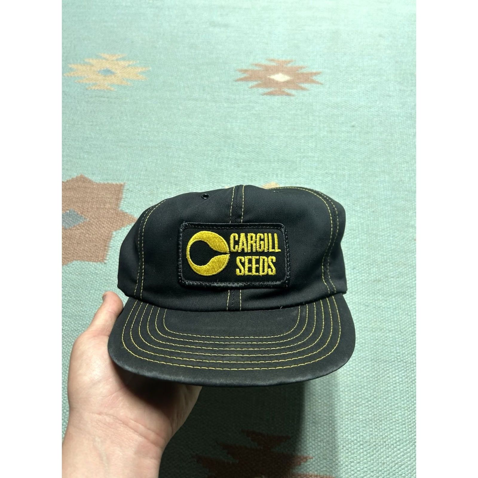 Vintage VINTAGE 80s Snapback Hat Cap Cargill Seeds Farm Patch USA Made Black MEN Adjustable Unbranded USA Theme Read Size ONE SIZE - 2 Thumbnail