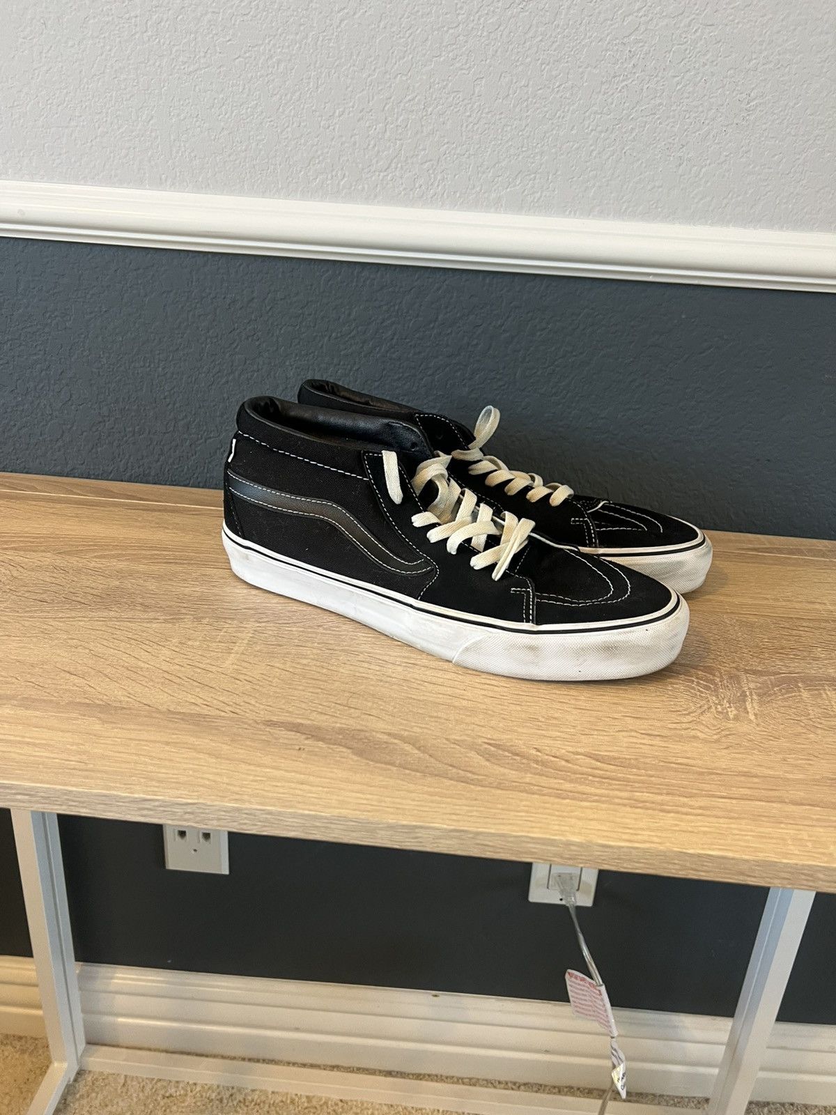 JJJJound × Vans Jjjjound X Vans Sk8-Mid VLT LX Black Size US 12 / EU 45 - 1 Thumbnail