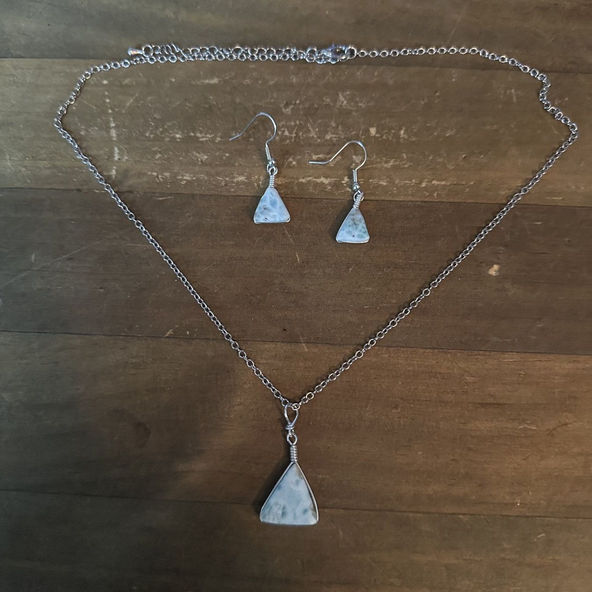 Other Silver tone Larimar pendant necklace and earrings set Size ONE SIZE - 2 Thumbnail