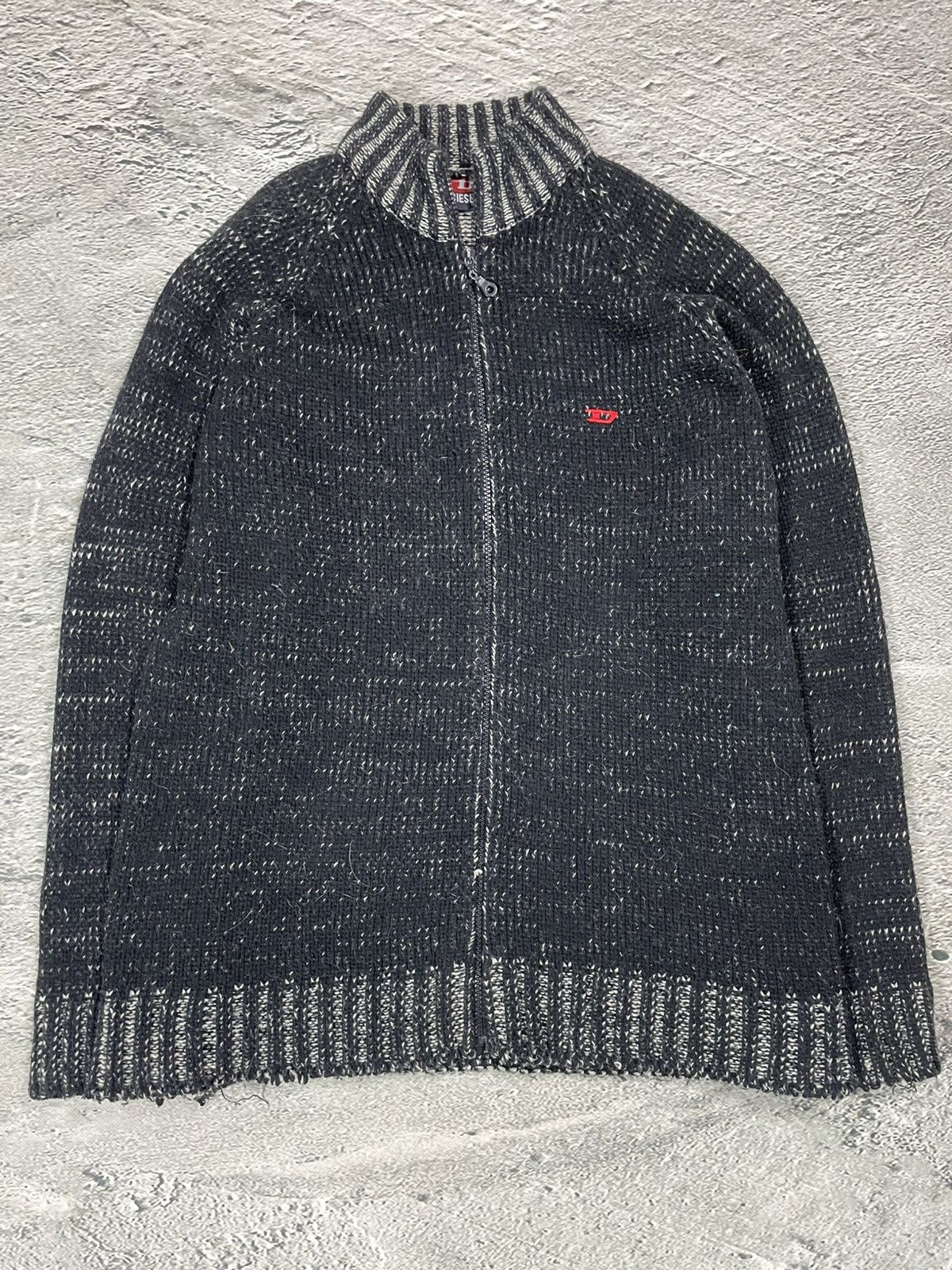Diesel zip sweater black vintage black white grey