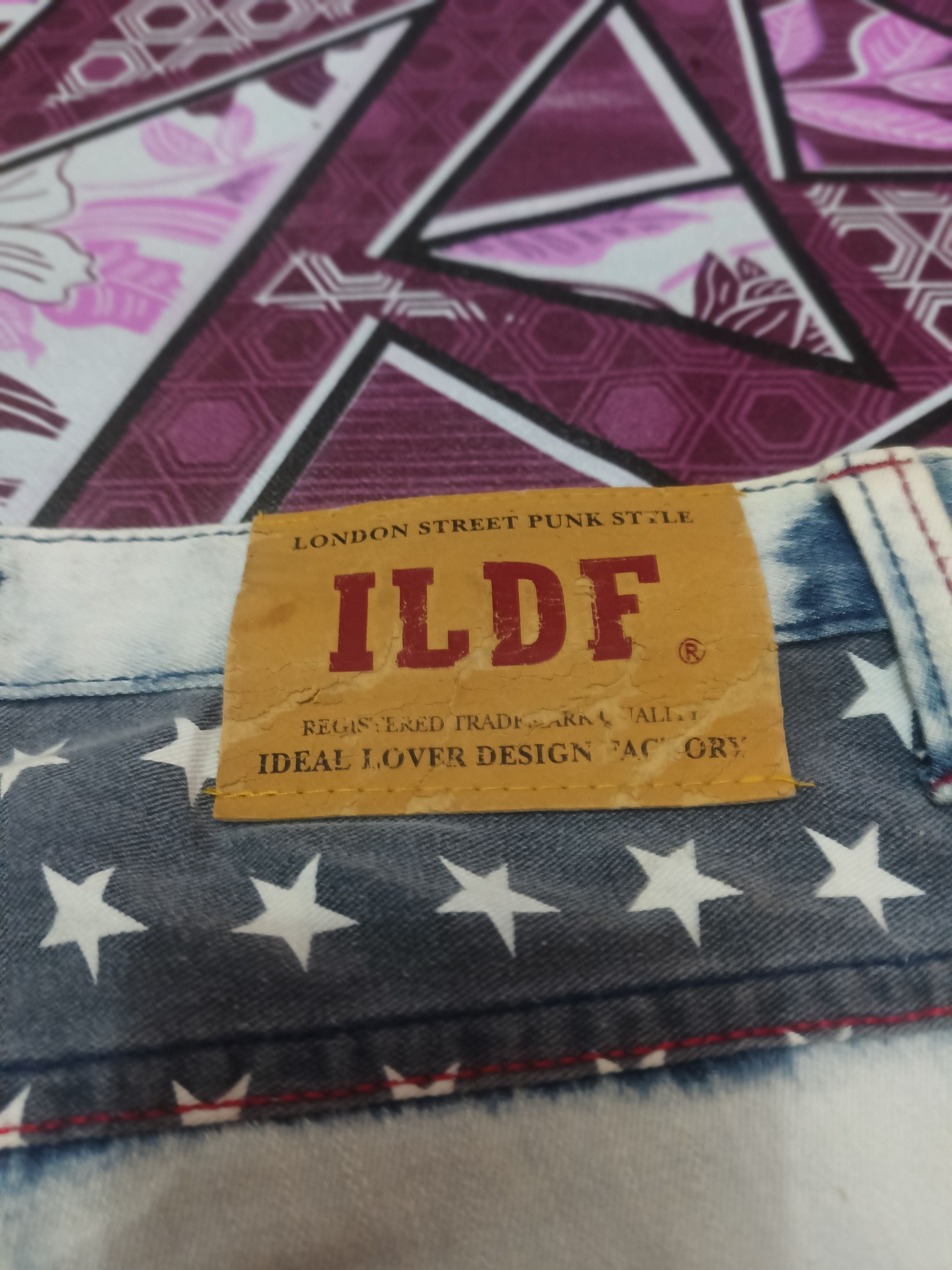 14th Addiction × If Six Was Nine × Japanese Brand ILDF street makes it punk Acid wash jeans USA flag Size US 33 - 13 Thumbnail