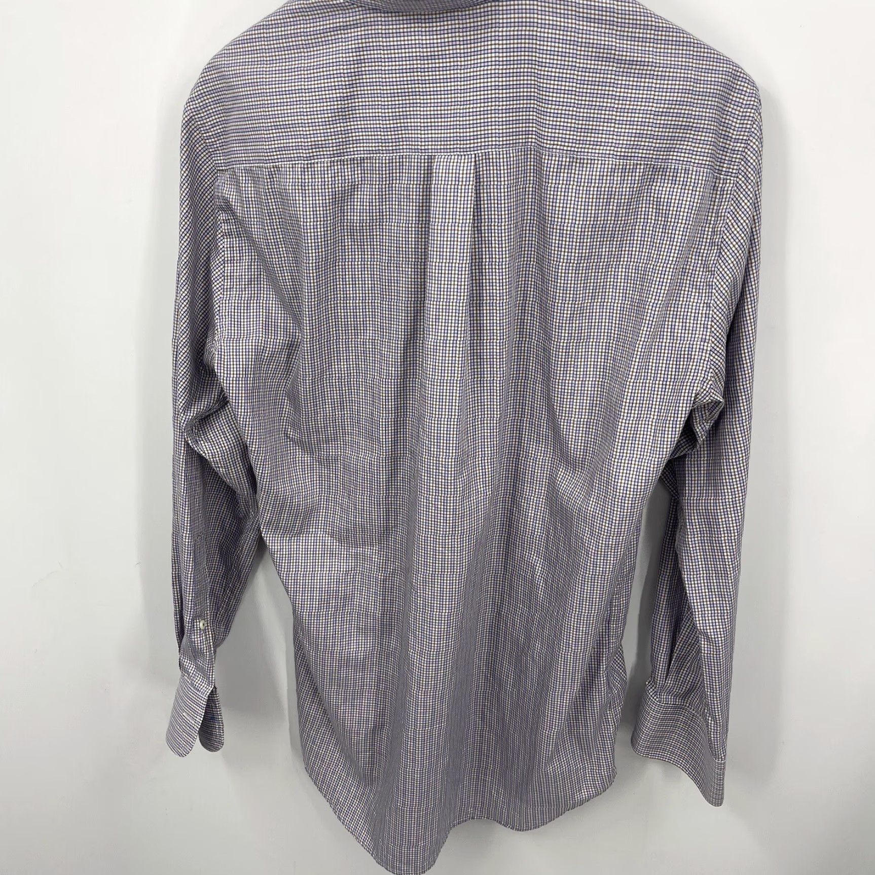 Peter Millar Peter Millar Men's Shirt Casual Business Plaid Button-Down Gingham Cotton Silk, Medium, Blue Size US M / EU 48-50 / 2 - 5 Thumbnail