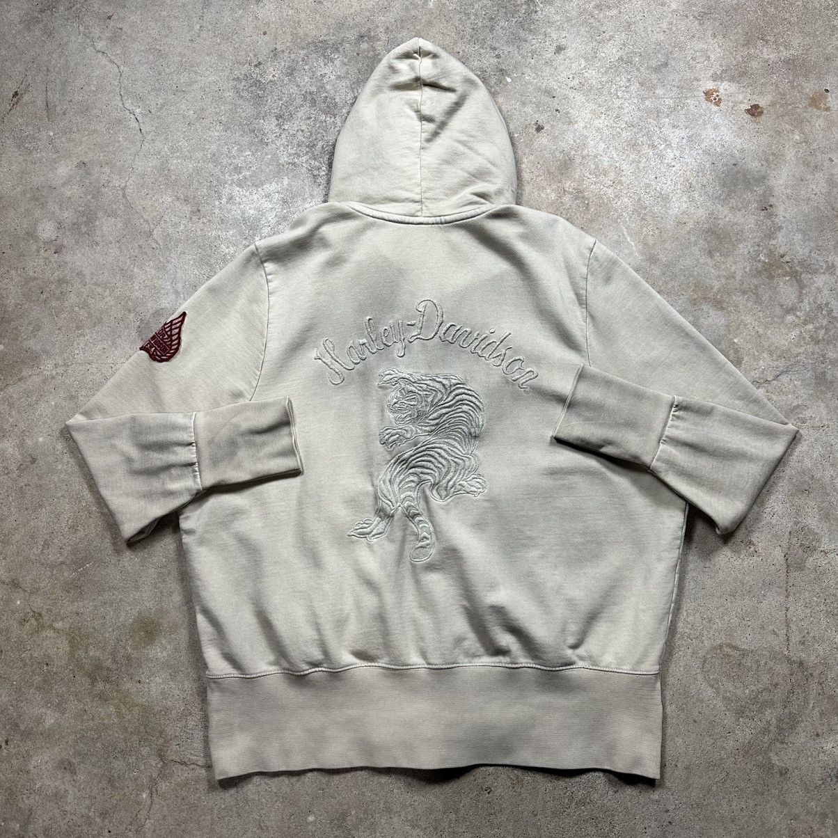 Harley Davidson Vintage Y2K Beige Harley Davidson Tiger Zip Up Biker Hoodie Size US XXL / EU 58 / 5 - 2 Thumbnail