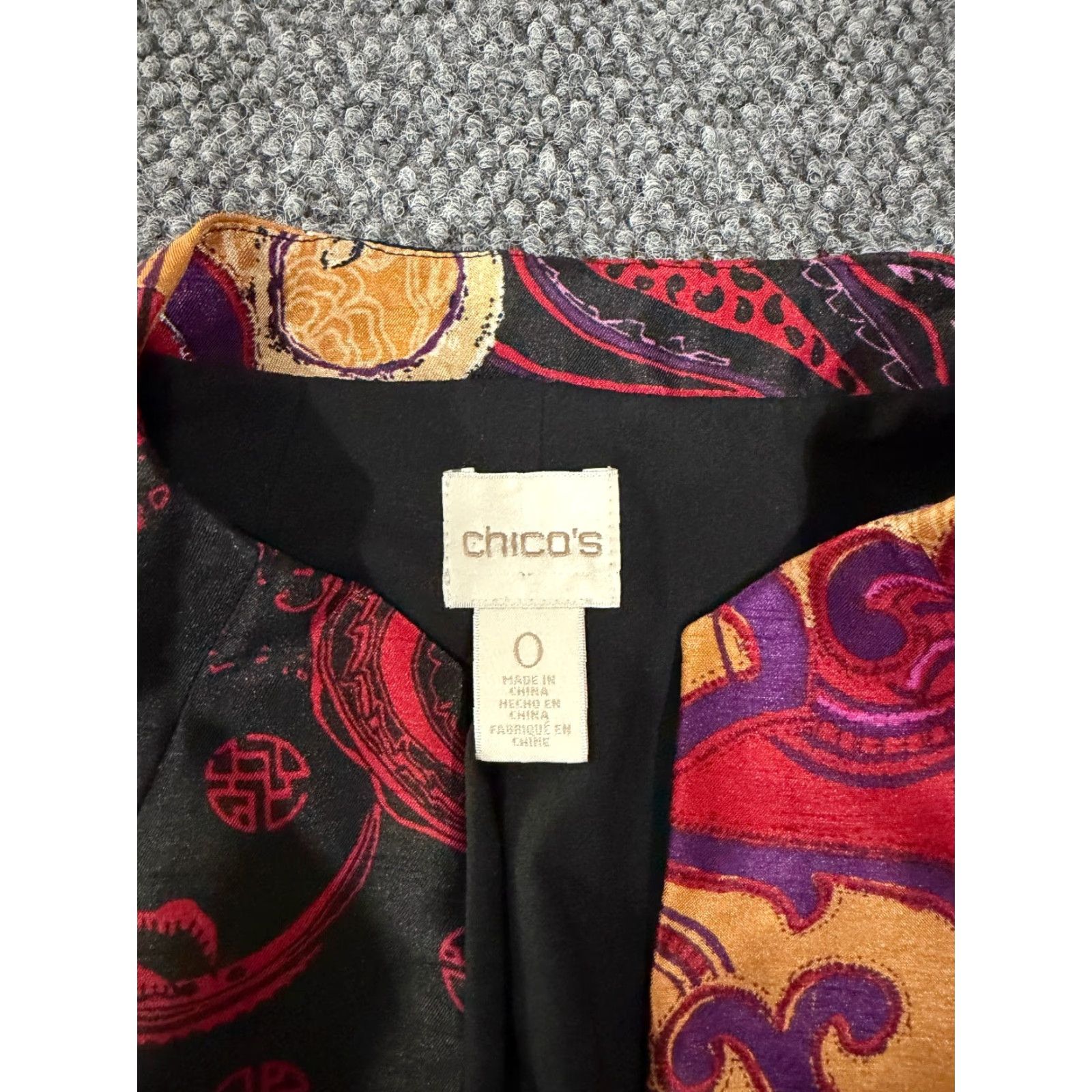 Vintage Chicos Jacket Womens 0 Blue Paisley Open Front Lightweight Regular Long Sleeve Casual Travel Size XS / US 0-2 / IT 36-38 - 4 Thumbnail