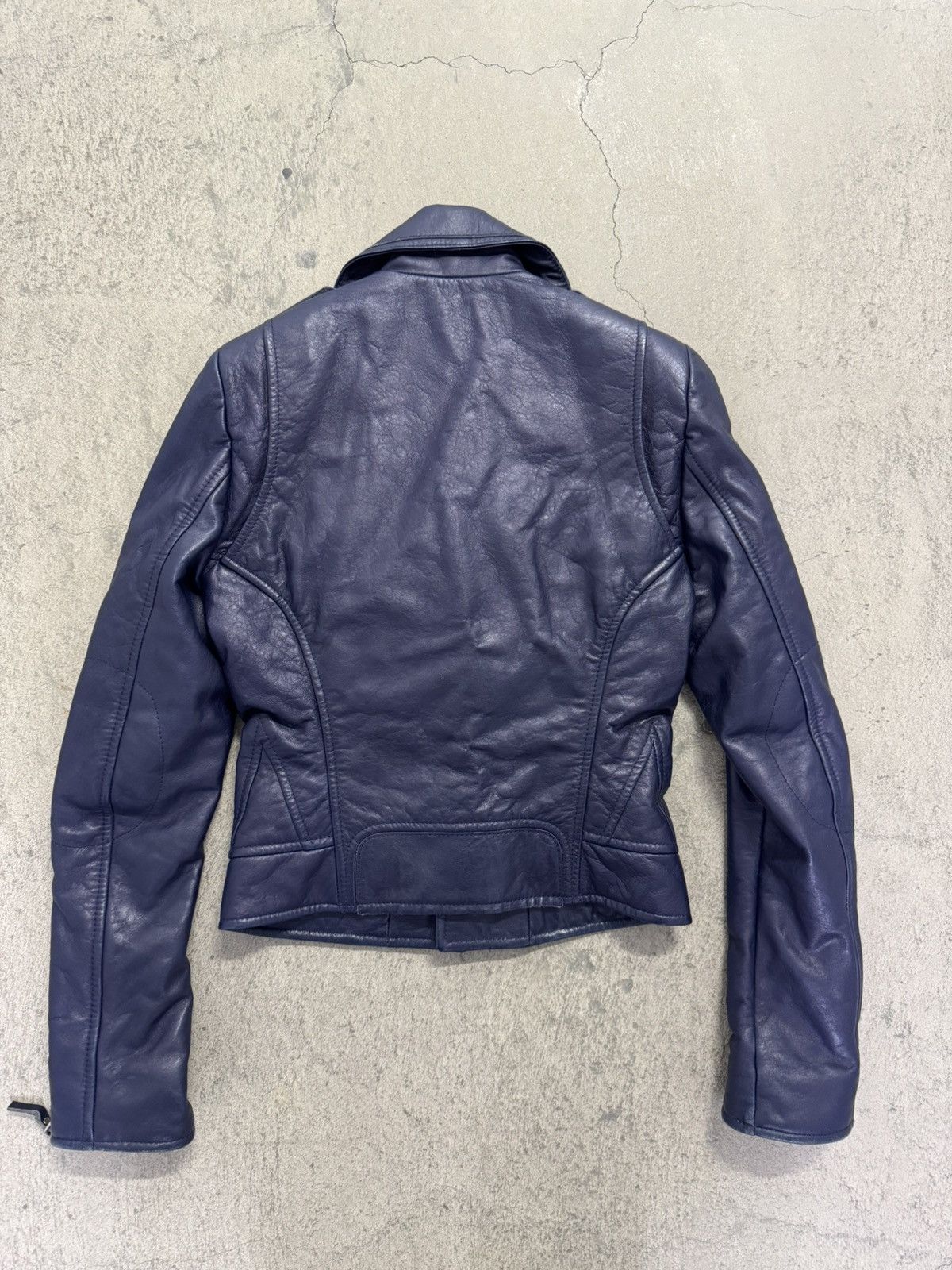 Balenciaga Balenciaga Navy Blue Leather Moto Jacket Size XS / US 0-2 / IT 36-38 - 2 Thumbnail