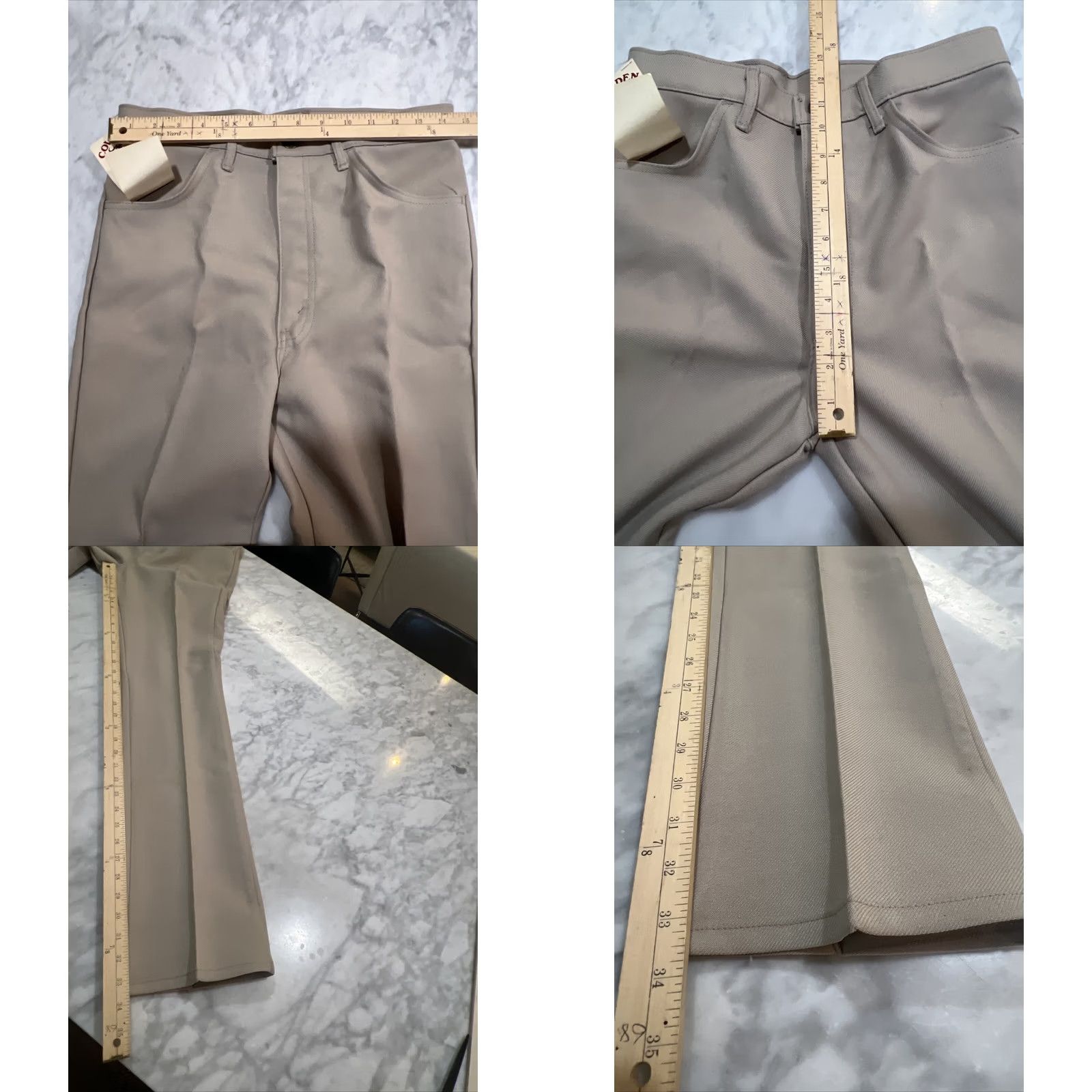 Vintage VINTAGE Cowden Western Pants Men’s 31x34L Tan 666 USA NWT Stretch Polyester Mod GoGo Size US 31 - 9 Thumbnail
