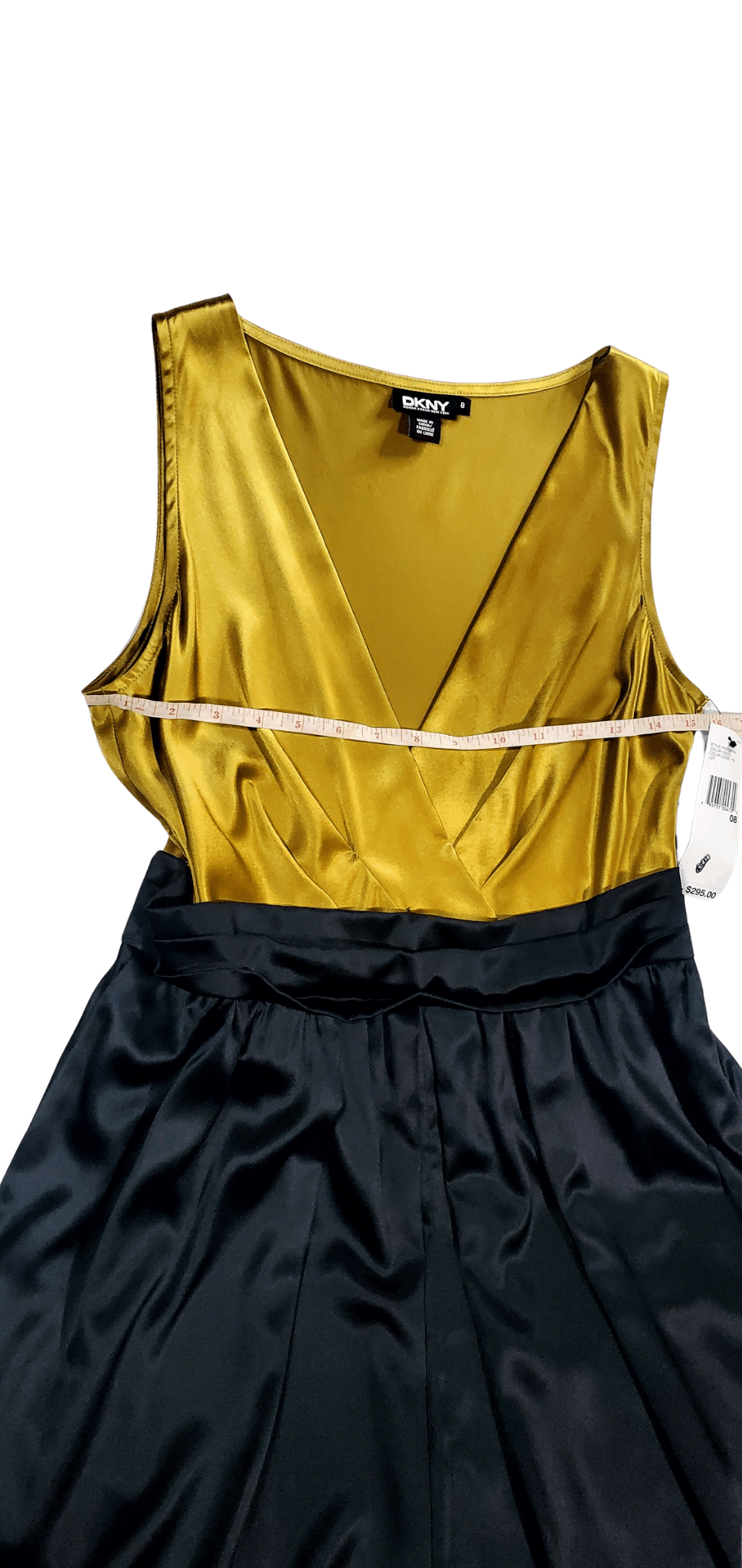 DKNY DKNY Women's Gold DKNY Gold Midi VNeck Side Zip Pleated Size M / US 6-8 / IT 42-44 - 13 Thumbnail