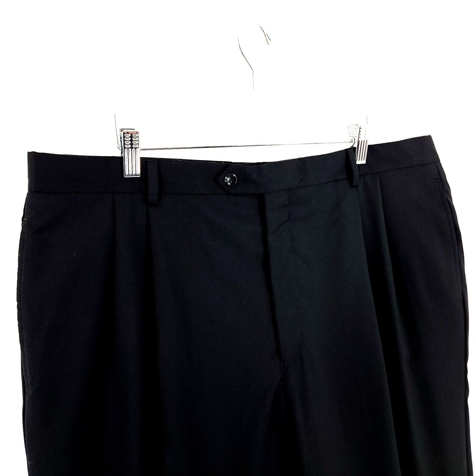 Jos. A. Bank Jos A Bank Traditional Black Wool Pleated Cuffed High Rise D Size 38R - 2 Thumbnail