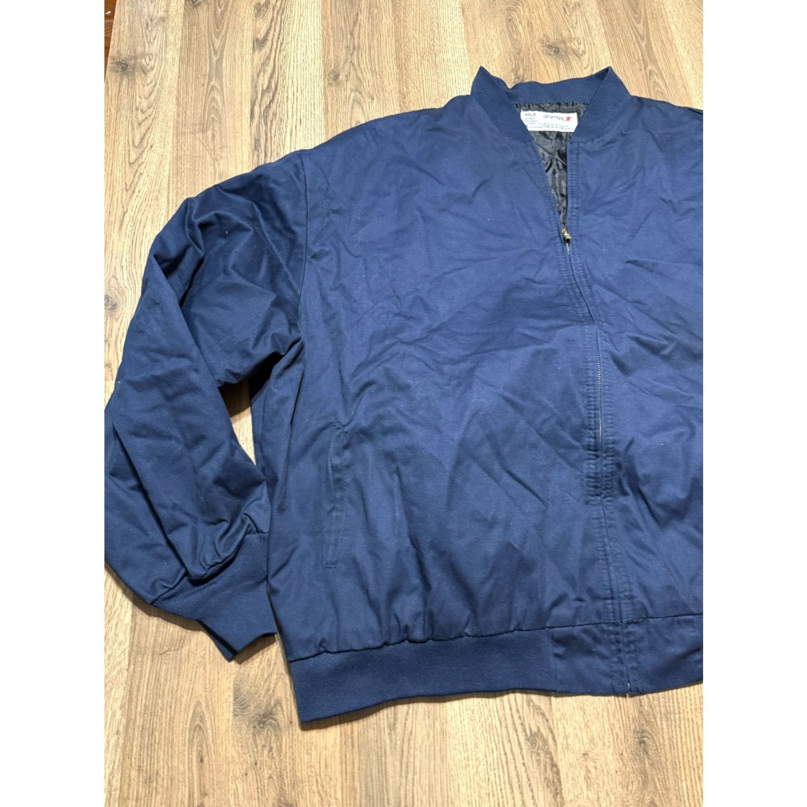 Vintage Aramark Jacket Mens 4X Blue Full Zip Bomber Jacket Outerwear Regular Fit Long Sleeve Zip Up Autumn Winter Spring Summer Casual Size US XXL / EU 58 / 5 - 3 Thumbnail