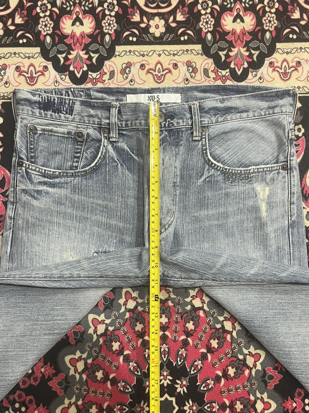 Edwin Vintage Edwin XVS Light Blue Sashiko Patchwork Loose Jeans Size US 34 / EU 50 - 14 Thumbnail