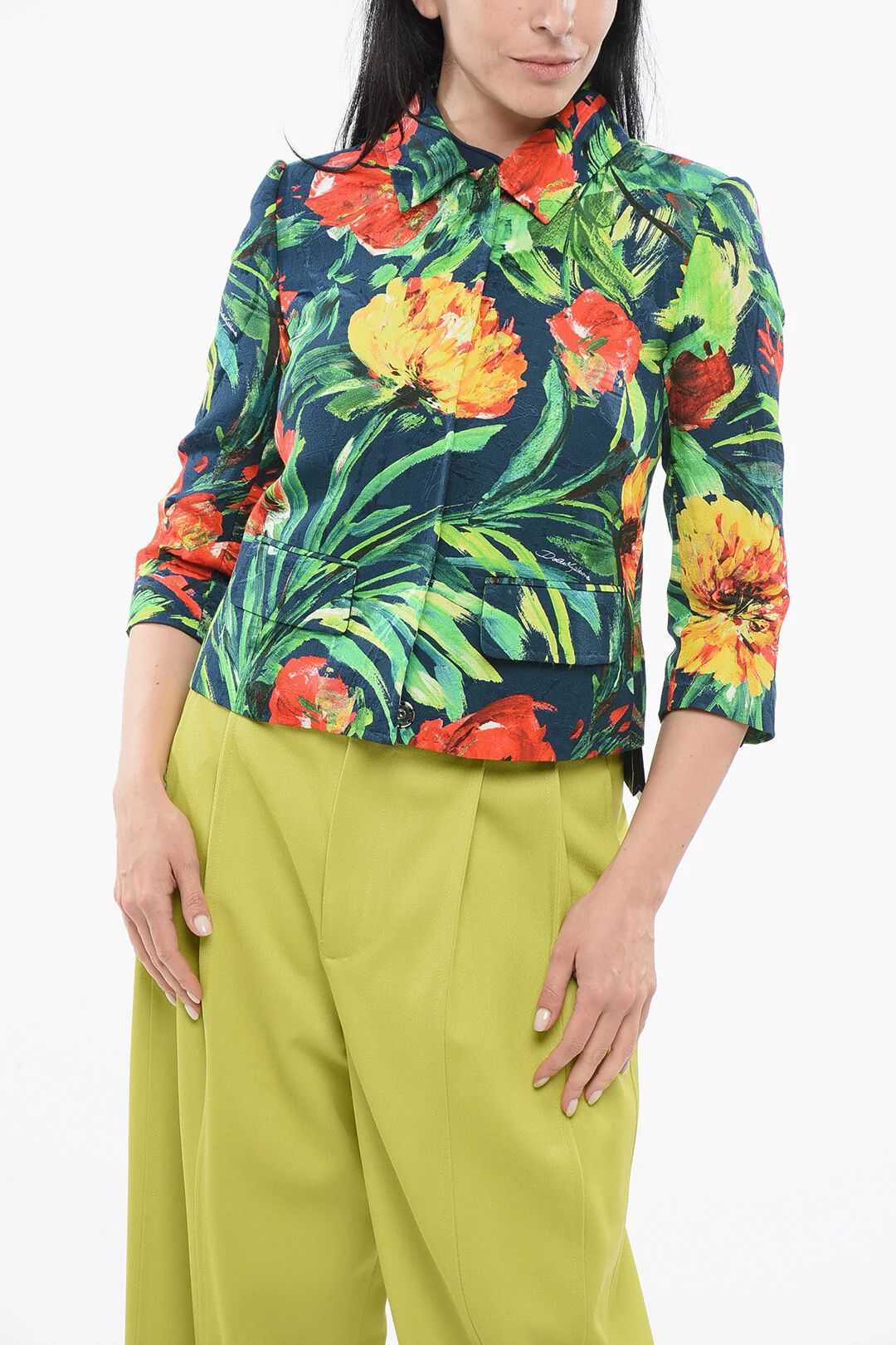 Dolce & Gabbana og1mm0426 Floral Crop Blazer in Multicolor Size S / US 4 / IT 40 - 1 Thumbnail