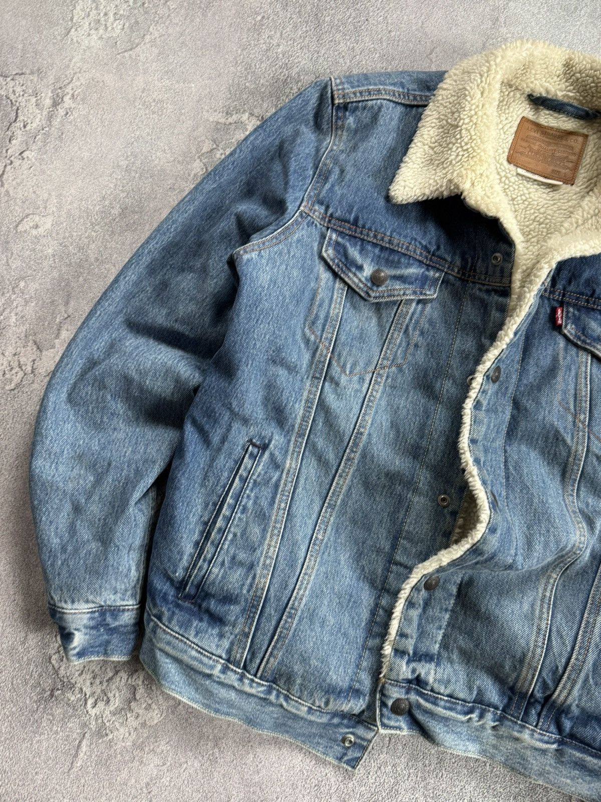 Levi's × Levi's Vintage Clothing × Vintage Levi’s L denim Sherpa jacket lined trucker bomber casual Size US L / EU 52-54 / 3 - 3 Thumbnail