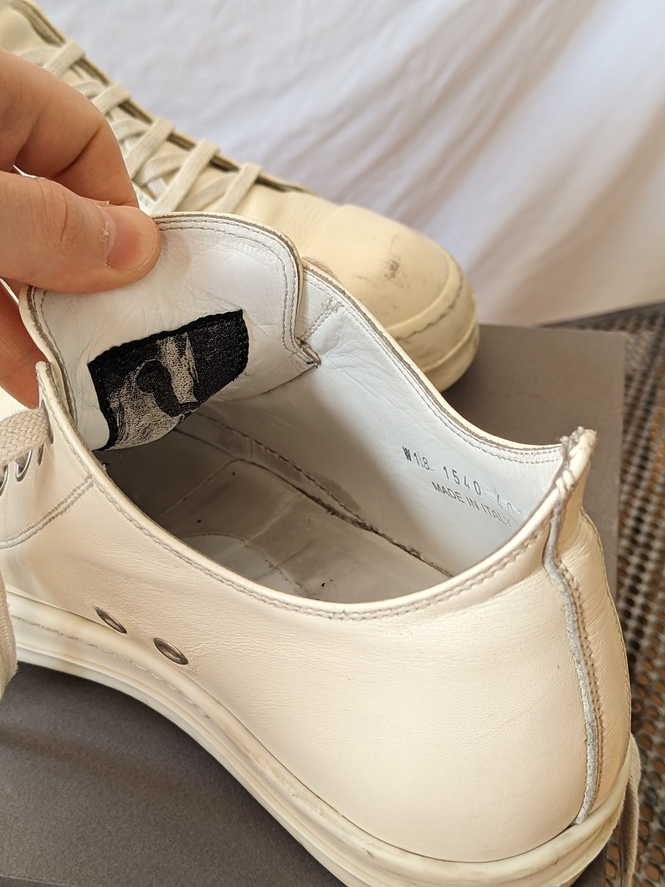 Rick Owens Rick Owens Mainline Ramones Low – Cream/Milk Leather Size US 7.5 / EU 40-41 - 6 Thumbnail