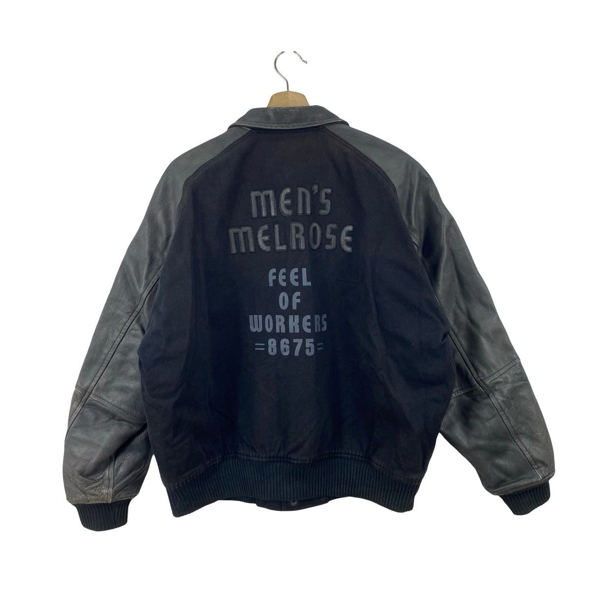 Vintage Vintage M.E.N.C Melrose Leather Sleeve Varsity Bomber Size US L / EU 52-54 / 3 - 9 Thumbnail