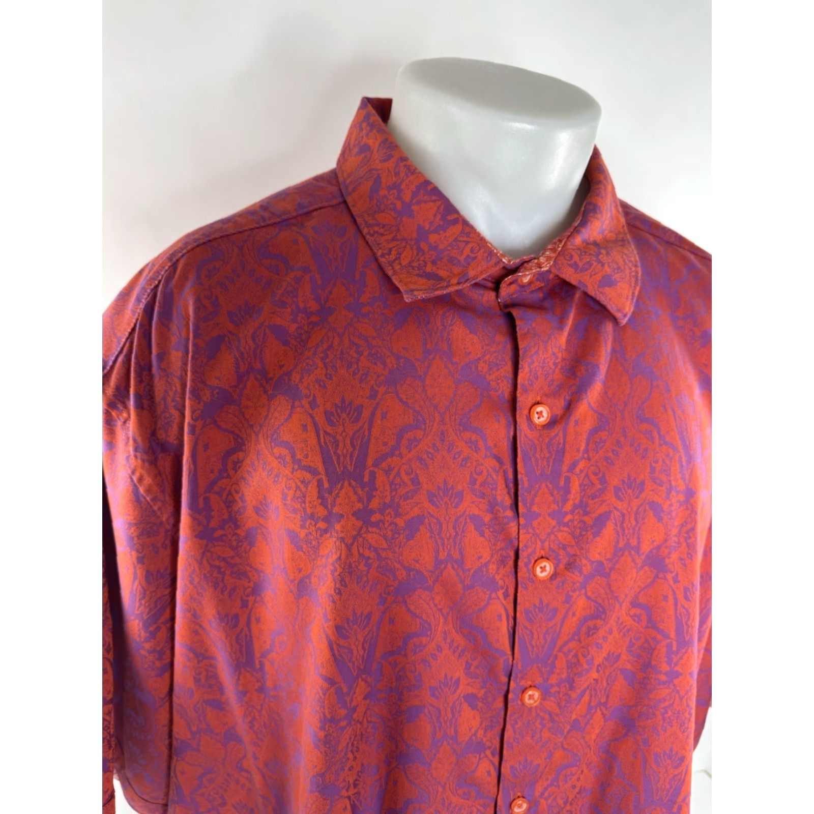 Robert Graham Robert Graham Paisley Floral Print Mens 3XL Shirt Colorful Red Short Sleeve Button-Up EXCELLENT Size US XXL / EU 58 / 5 - 2 Thumbnail