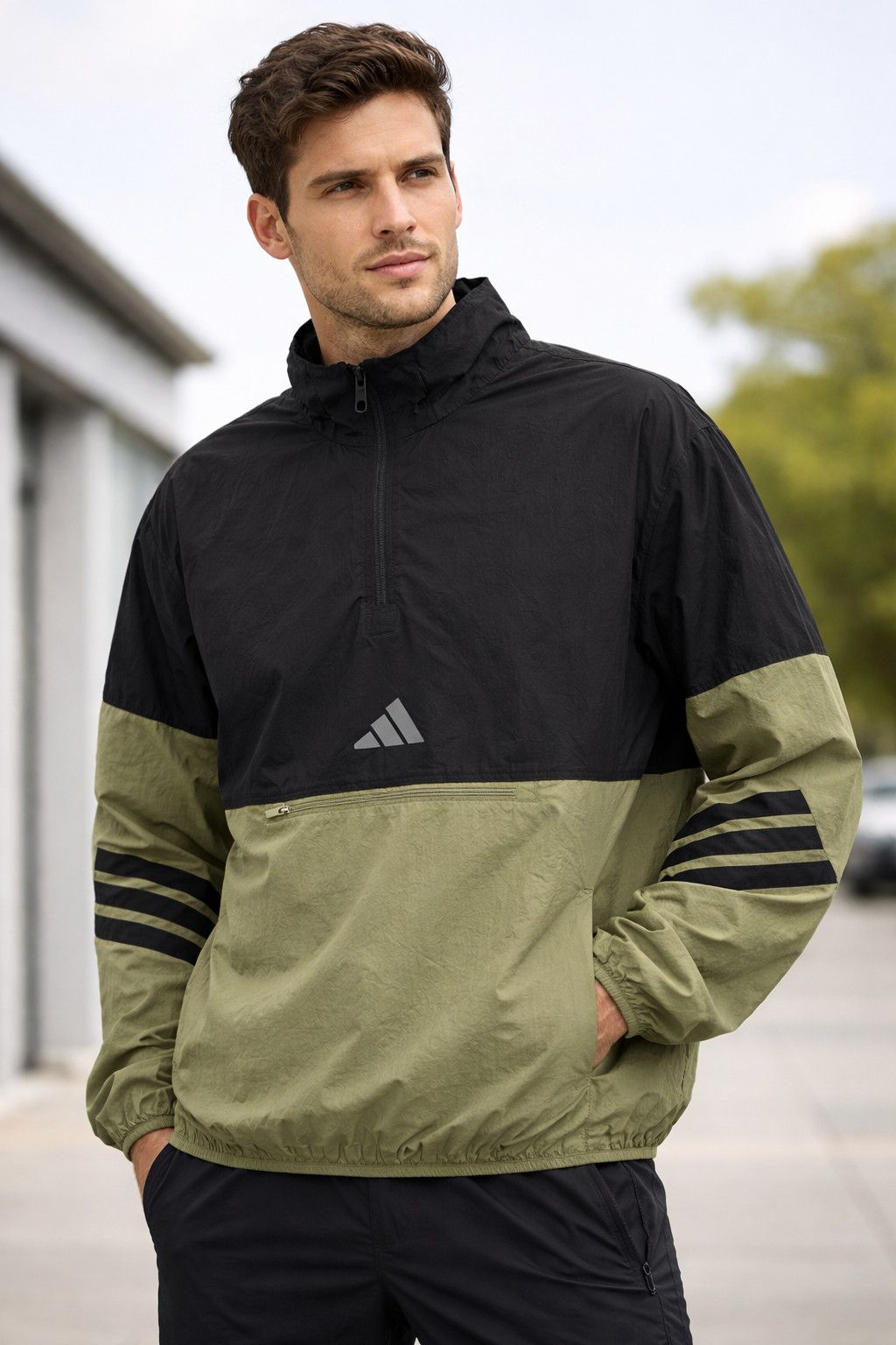 Adidas Adidas Black Olive Windbreaker Jacket Medium Size US M / EU 48-50 / 2 - 1 Thumbnail