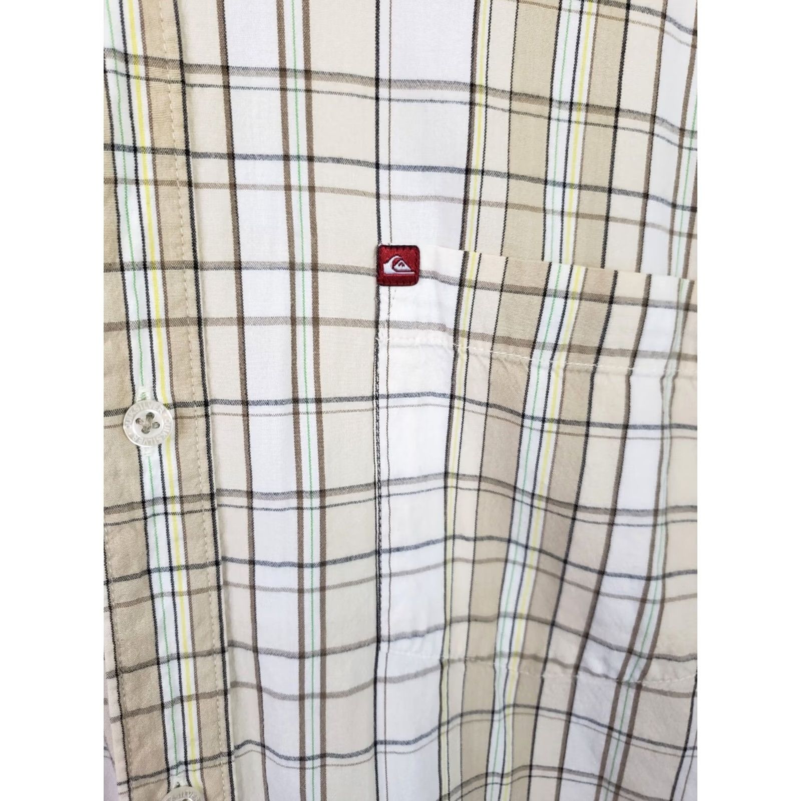 Quiksilver Quiksilver Shirt Men’s M Beige Green Plaid Button-Up Short Sleeve Casual Cotton Multicolor Button-Down Collar 90s Beach Outdoor Mens Regular Size US M / EU 48-50 / 2 - 4 Thumbnail