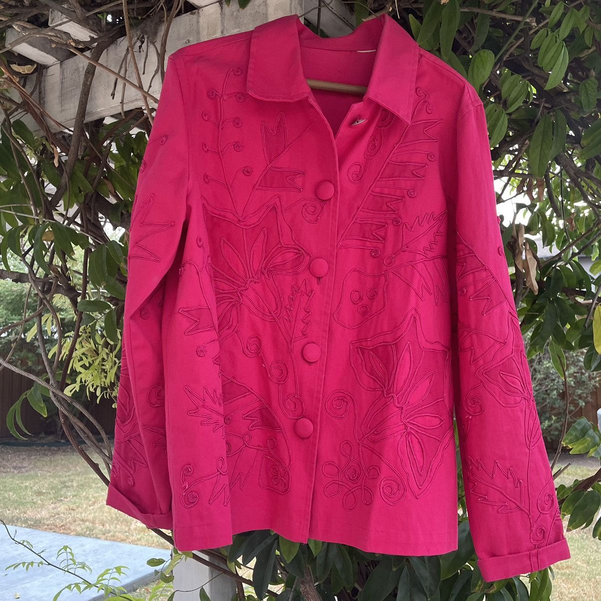 Vintage AOP Embroidered Cropped Camp Collar Shirt Boxy Earthtone Size US M / EU 48-50 / 2 - 2 Thumbnail