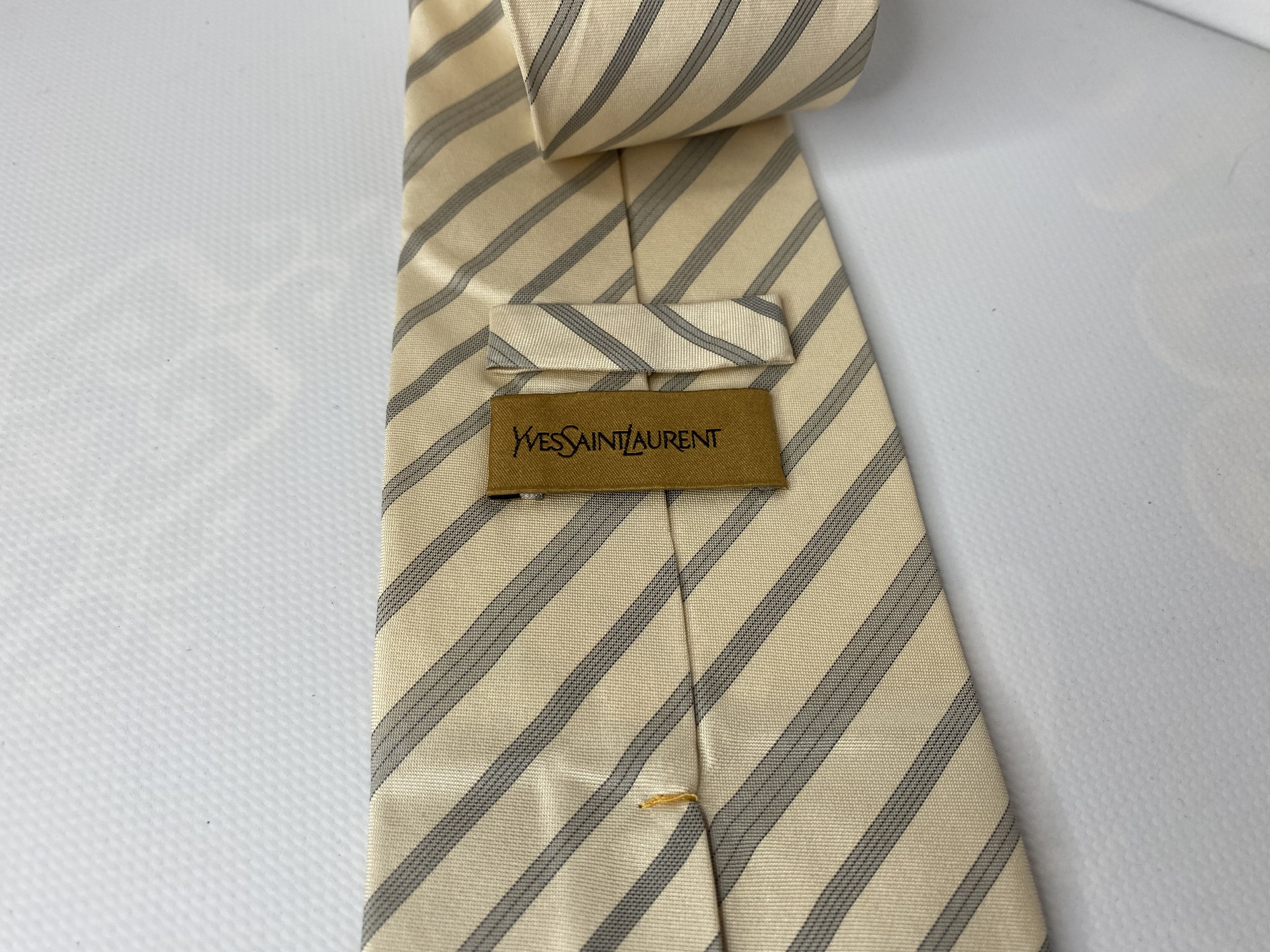 Yves Saint Laurent VINTAGE YVES SAINT LAURENT SILK TIE STRIPED MADE IN ITALY Size ONE SIZE - 3 Thumbnail