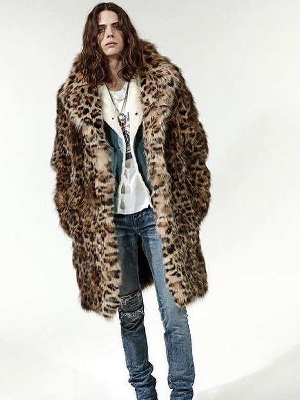 image of Saint Laurent Paris Fw18 By Vaccarello Leopard Fox Fur Coat, Men's (Size Medium)