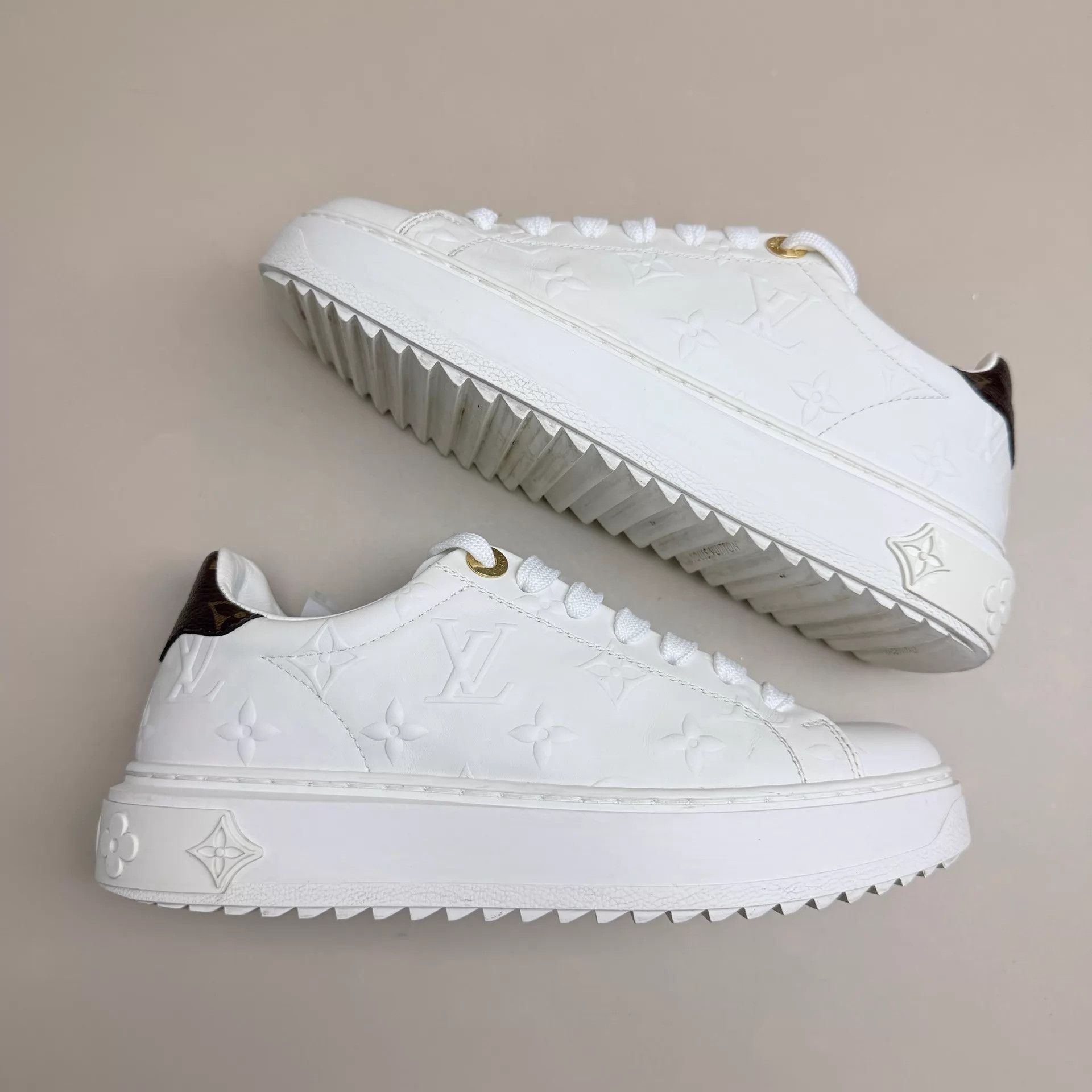 Louis Vuitton LV White/Brown Monogram Platform Shoes EU35 95 New Size US 4.5 / IT 34.5 - 4 Thumbnail