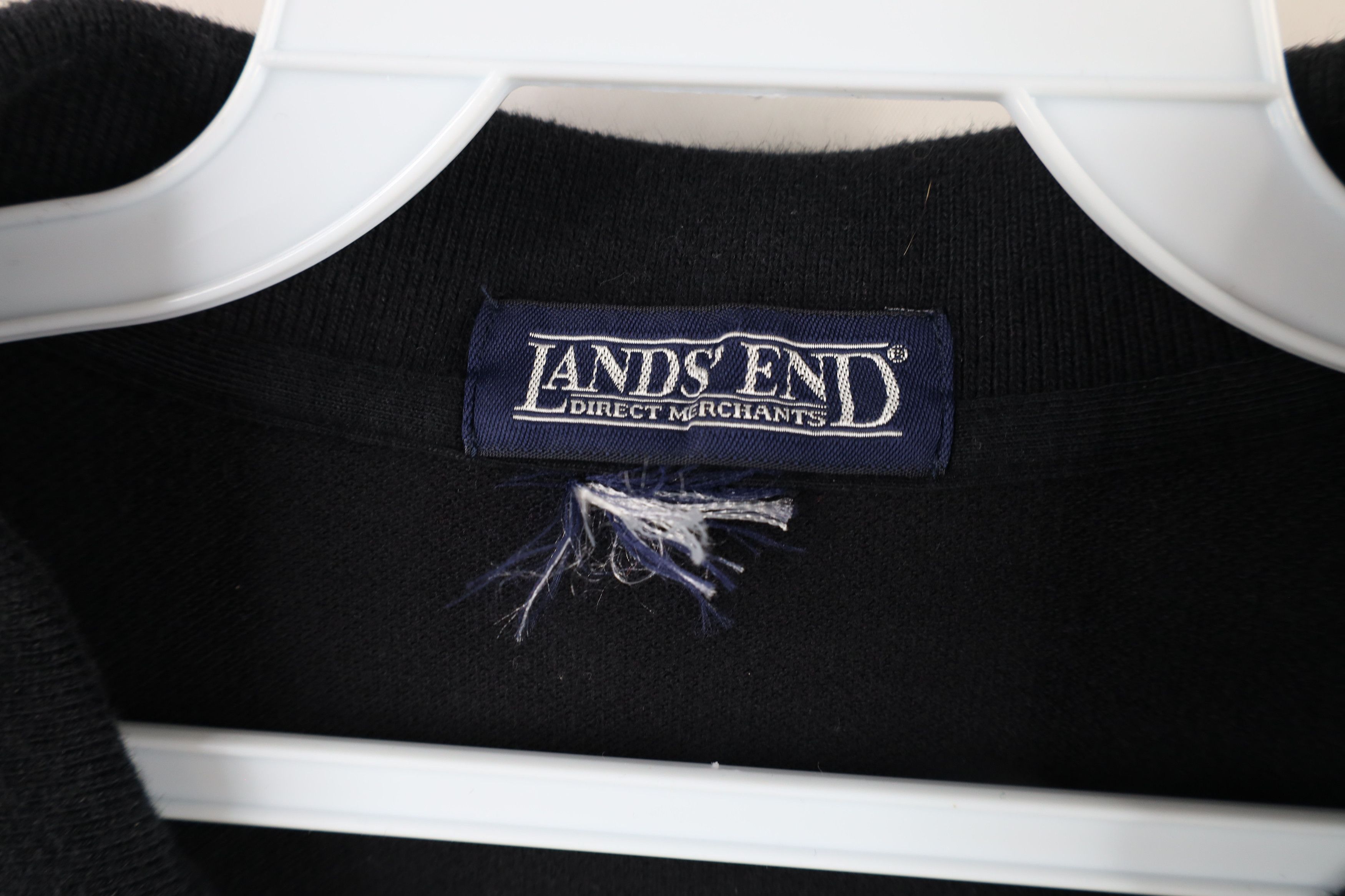 Lands' End × Vintage Vintage 90s Lands End University Long Sleeve Polo Black Size US XL / EU 56 / 4 - 5 Thumbnail