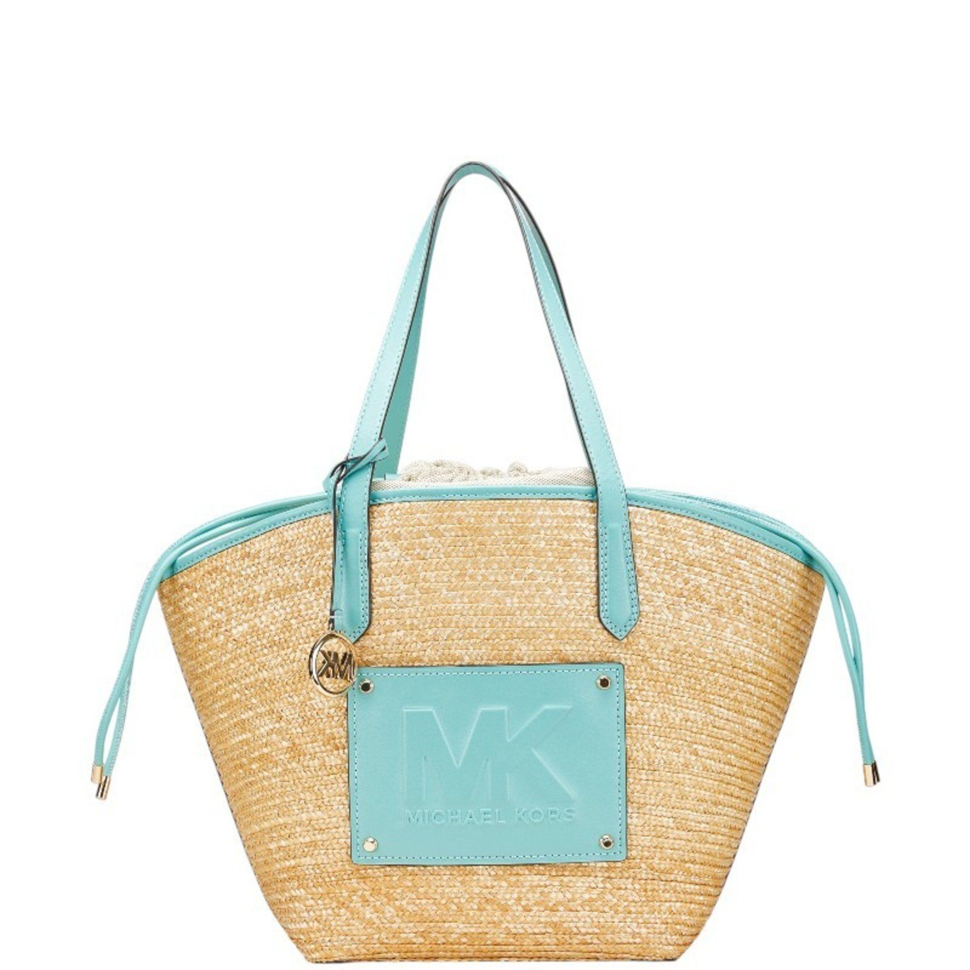 Michael Kors Michael Kors Tote Bag, Basket Beige, Light Blue, Straw Leather, Women's, Size ONE SIZE - 1 Thumbnail