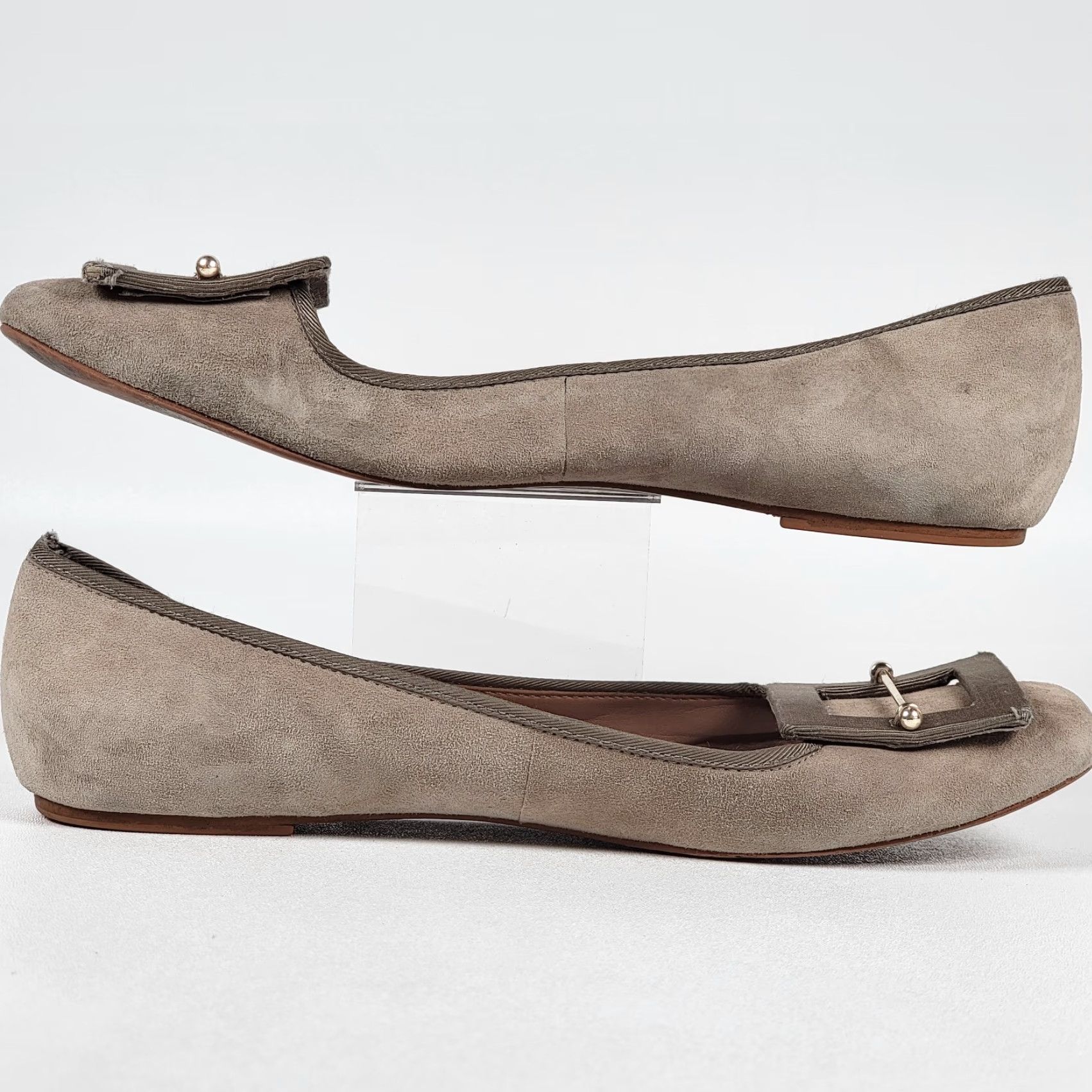 Zac Posen Zac Zac Posen Vonte Beige Suede Buckle Square Toe Slip On Ballet Flats 8.5 Womens Size US 9 / IT 39 - 4 Thumbnail