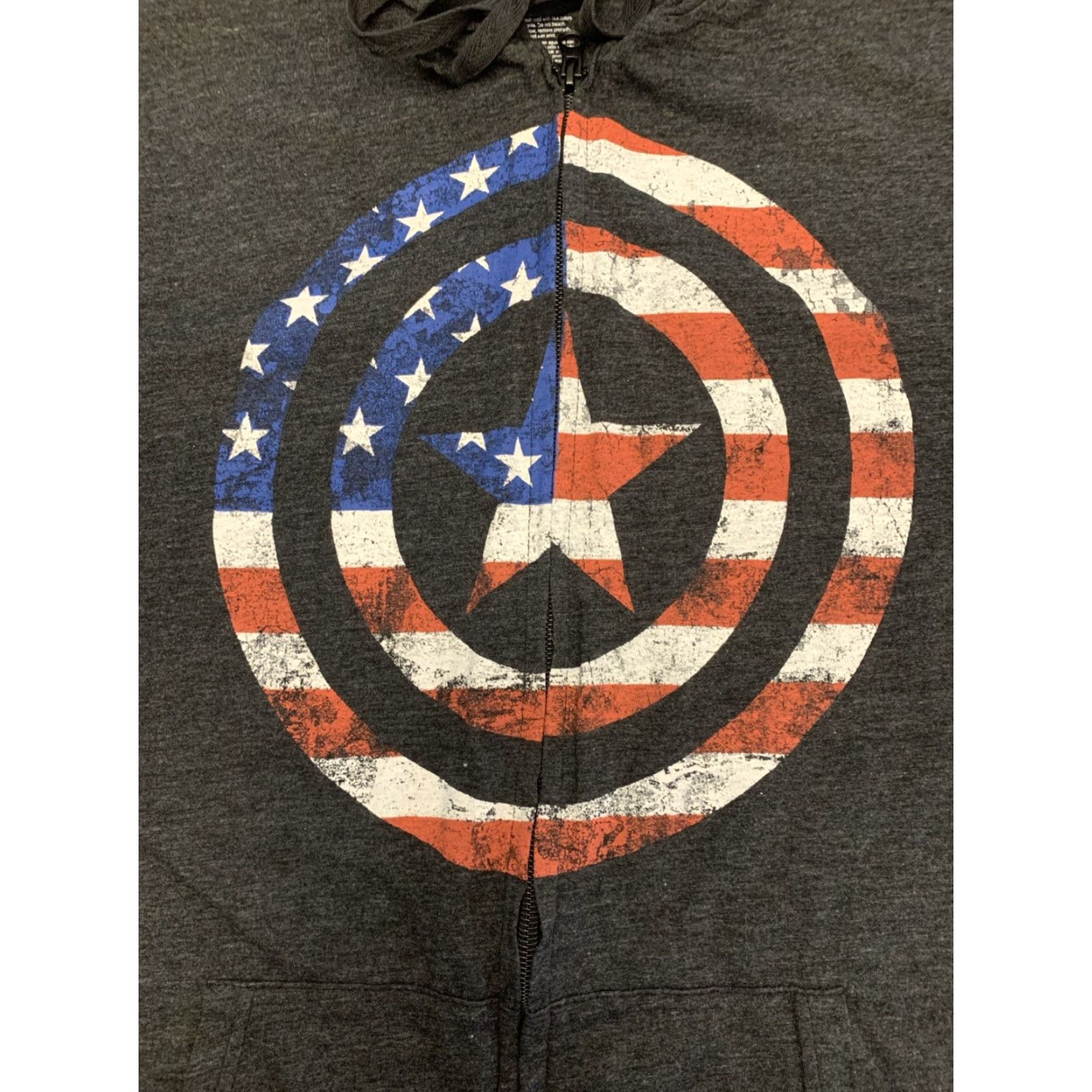 Vintage Marvel Captain America Hoodie Full Zip Sz Large Avengers Black pockets flag MK Size US L / EU 52-54 / 3 - 3 Thumbnail
