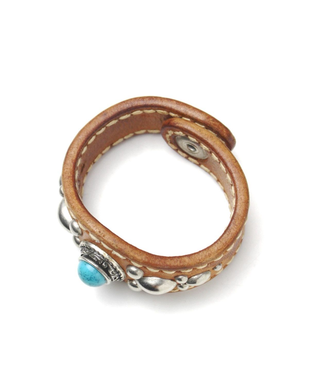 Vintage 2000S JAPANESE HANDCRAFTED WILD TURQUOISE LEATHER BRACELET Size ONE SIZE - 6 Thumbnail