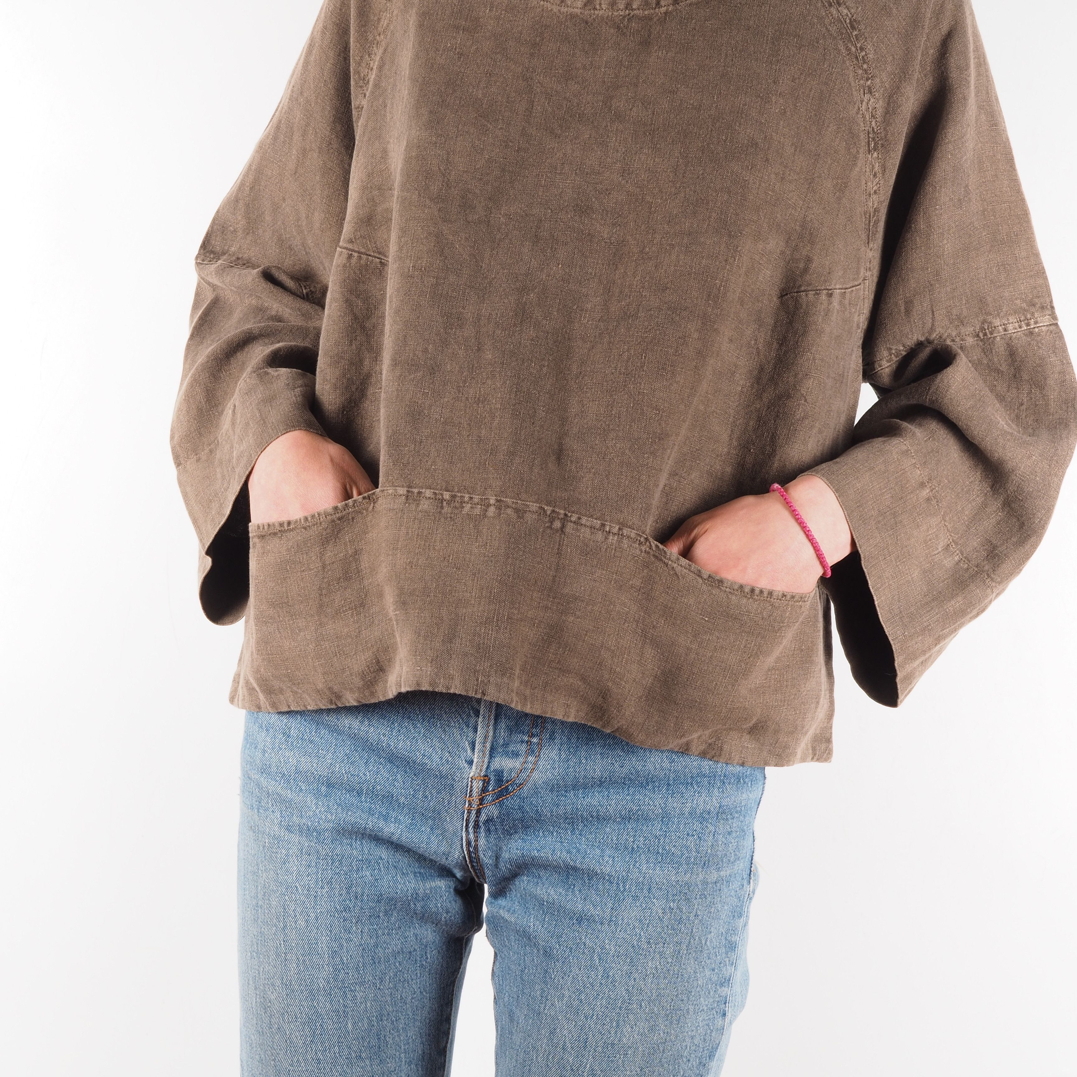 Annette Gortz × Other × Rundholz OSKA Beige Brown Linen 3/4 Sleeve Boho Blouse Top Size L / US 10 / IT 46 - 2 Thumbnail