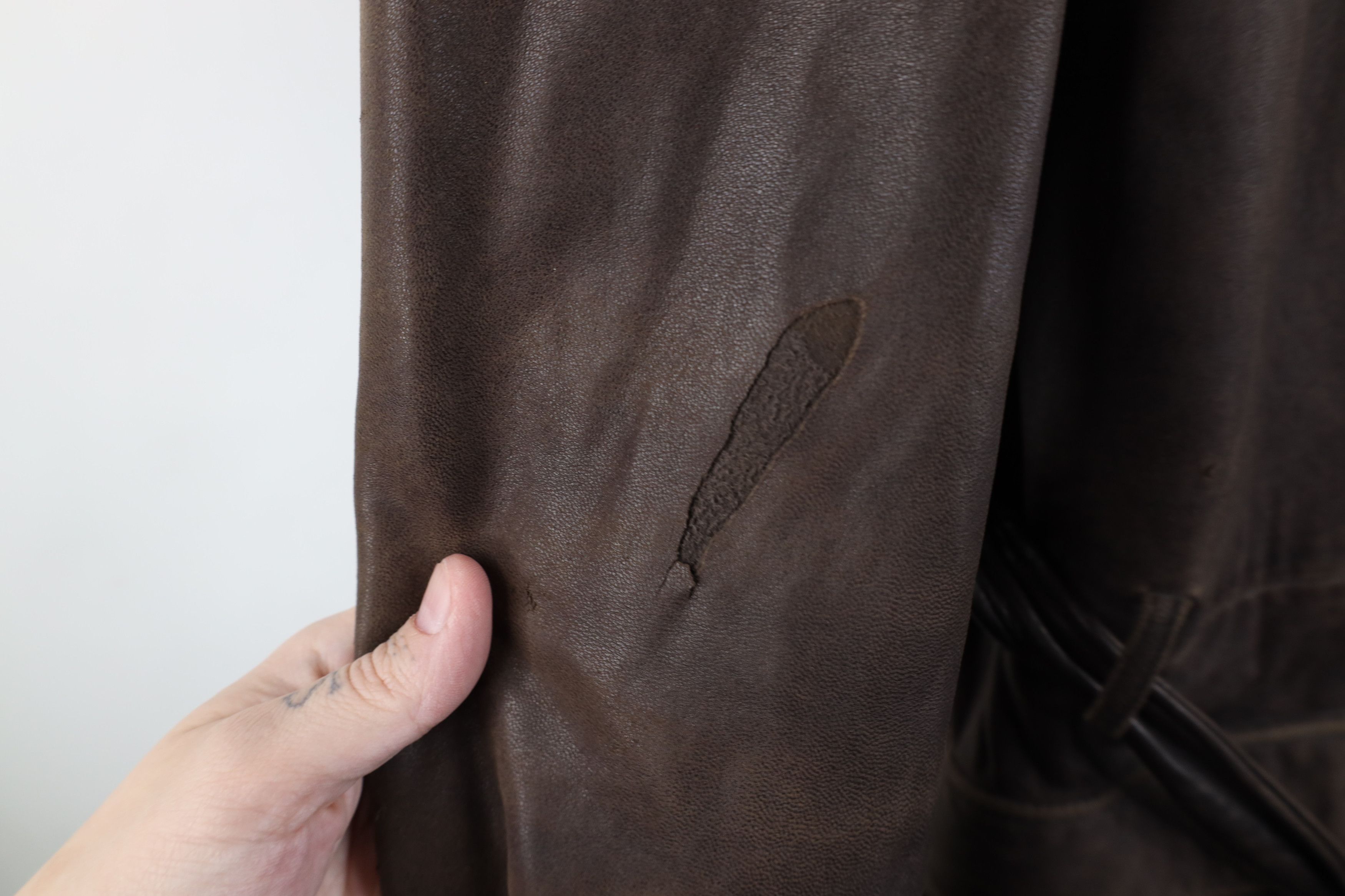 Vintage Vintage 90s Streetwear Leather Trench Coat Jacket Brown Size US XL / EU 56 / 4 - 6 Thumbnail