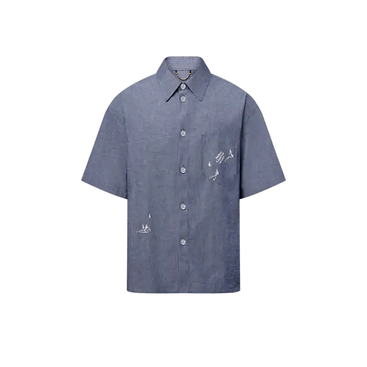 Louis Vuitton Embroidered Chambray Short-Sleeved Shirt Size US XL / EU 56 / 4 - 1 Thumbnail
