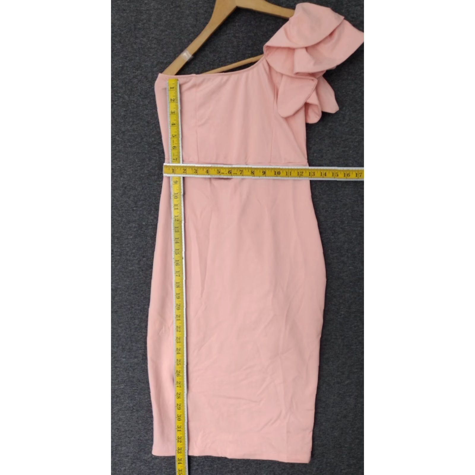 Vintage One Shoulder Midi Bodycon Dress Cocktail Party Ruffle Shoulder Size S Size S / US 4 / IT 40 - 4 Thumbnail