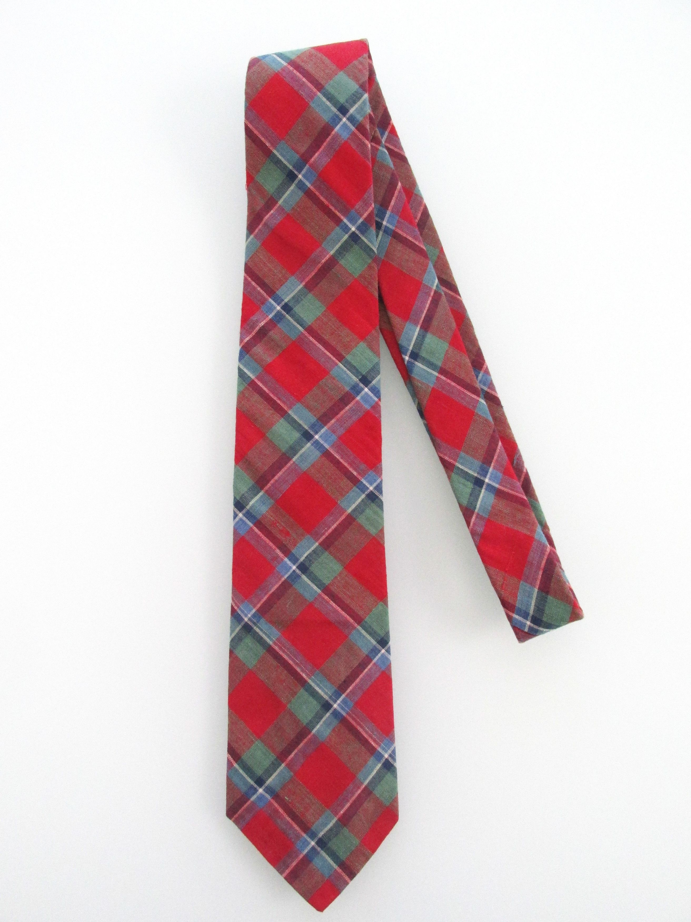 Vintage Rooster Vintage Men's Cotton Plaid Ties Size ONE SIZE - 1 Thumbnail